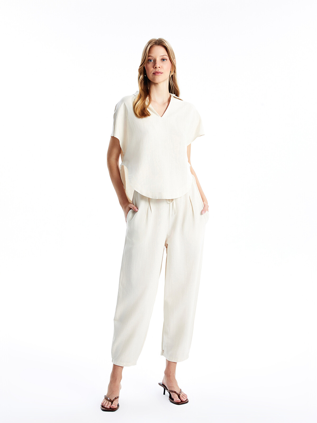 Natuvera Elastic Waist Women's Trousers - S4OR54Z8-YYJ | LC Waikiki