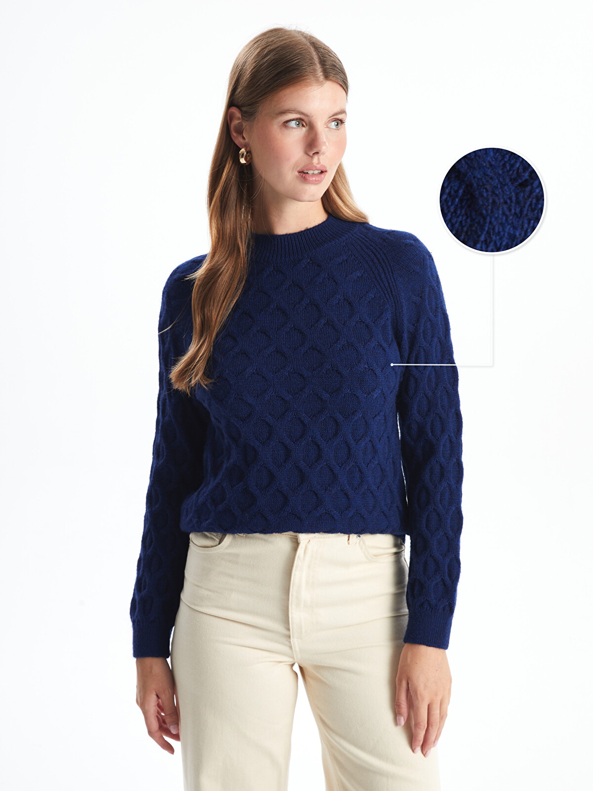 LCWAIKIKI Basic Crew Neck Self Patterned Long Sleeve Women's