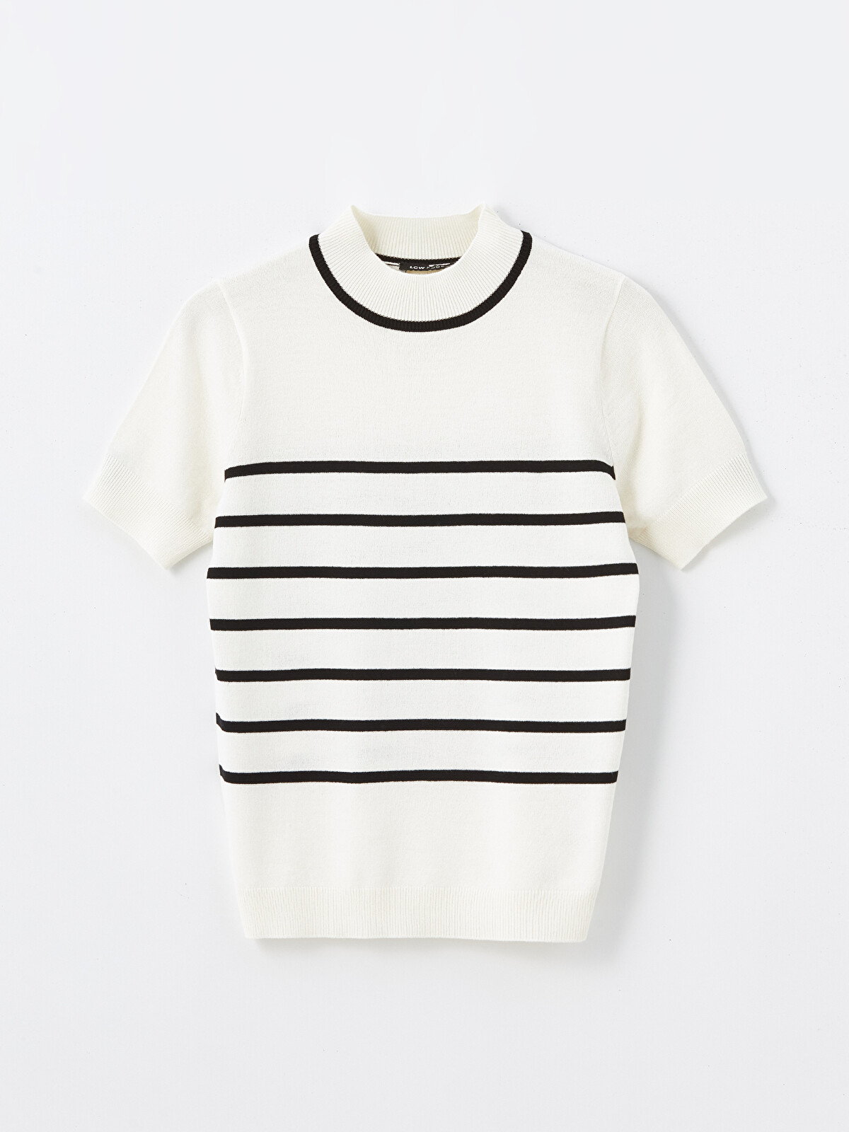 LCW Modest Funnel Neck Striped Short Sleeve Women's Knitwear