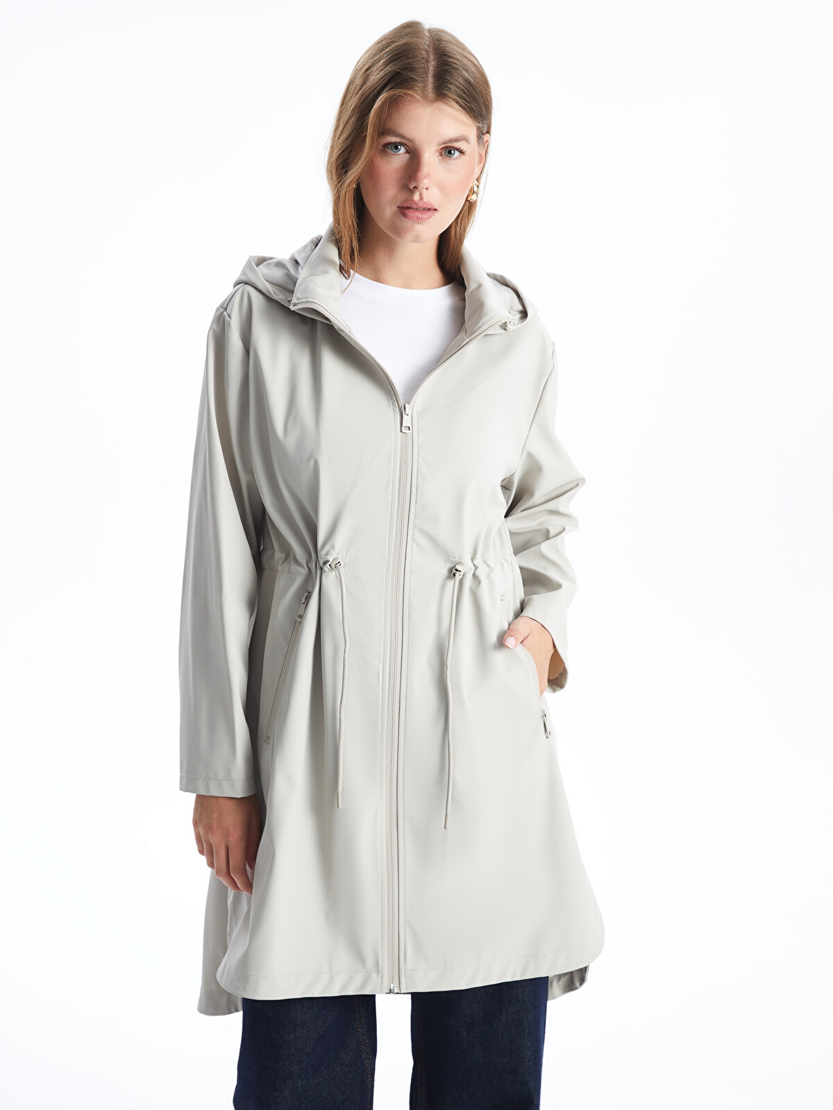 LCWAIKIKI Classic Women's Hooded Plain Raincoat - W40754Z8-G6W