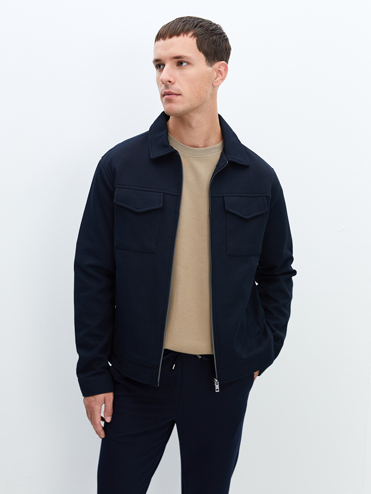 LCW Vision Slim Fit Collared Neck Men's Coat - W41097Z8-RFH | LC