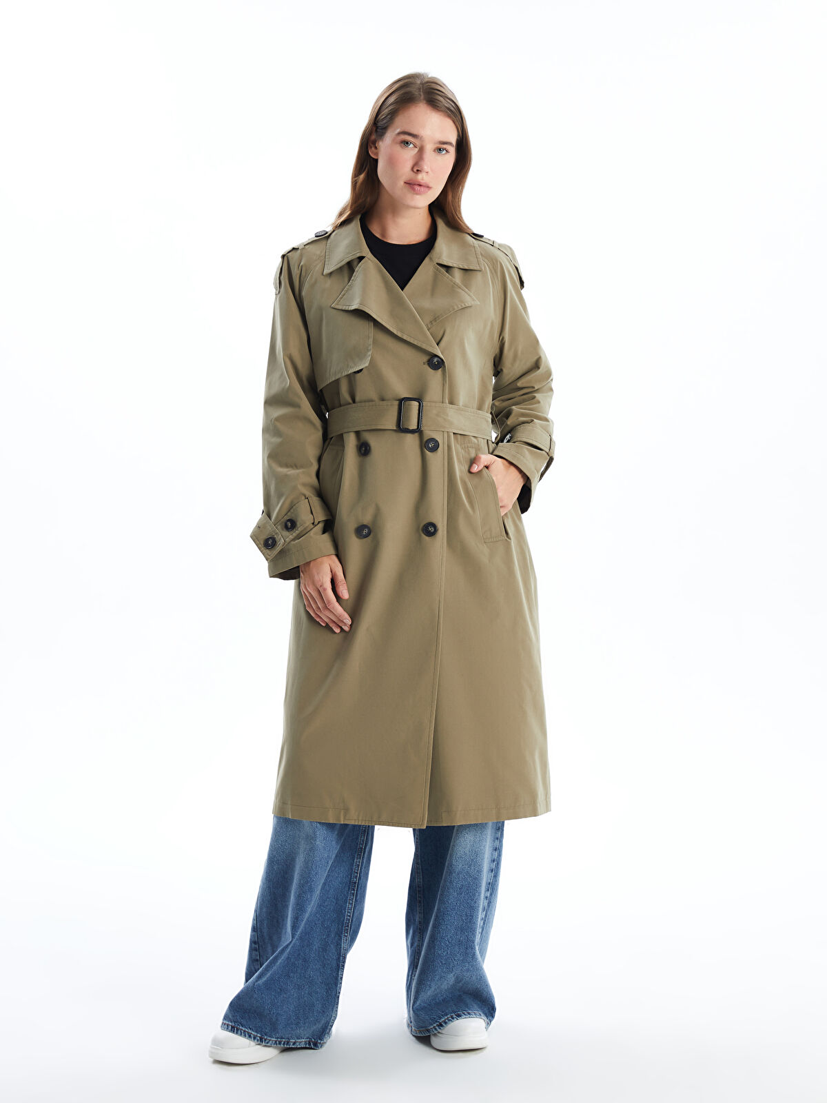 LCW Modest Jacket Collar Oversize Women's Trench Coat - W41463Z8