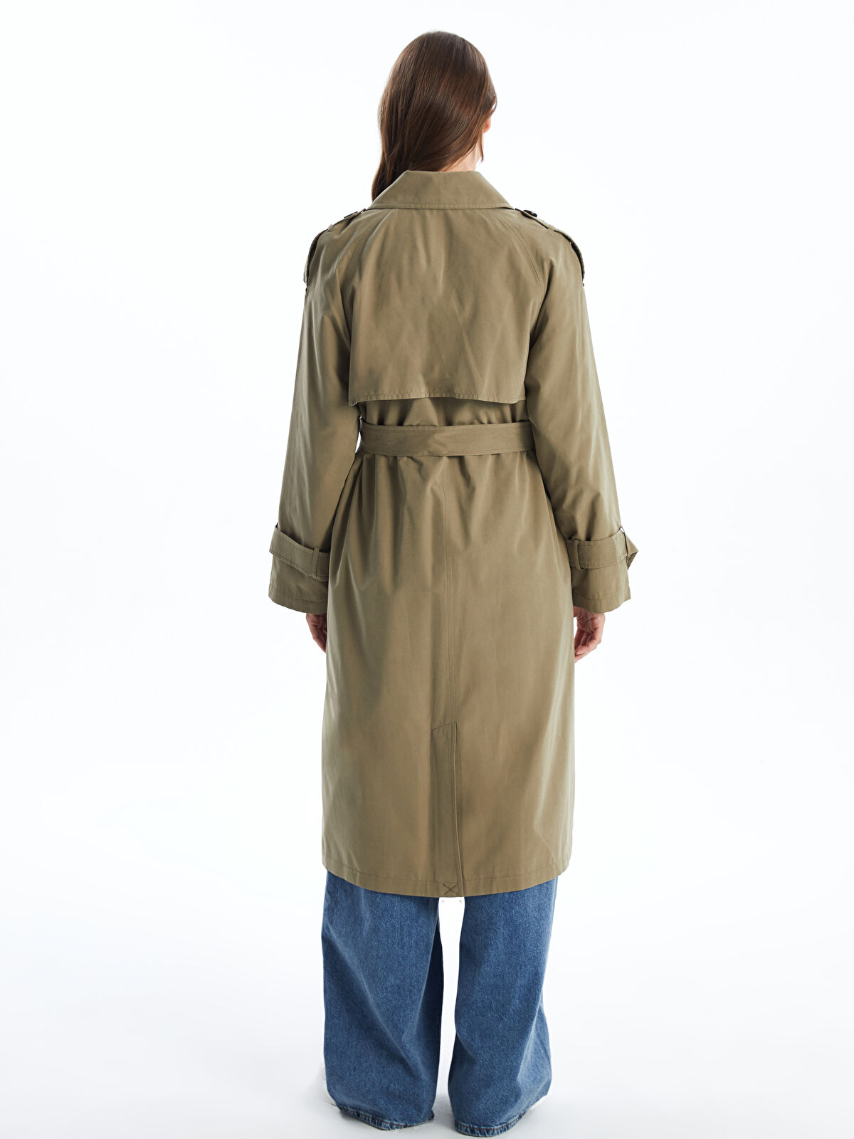 LCW Modest Haki Ceket Yaka Oversize Kadın Trençkot - W41463Z8-YCD