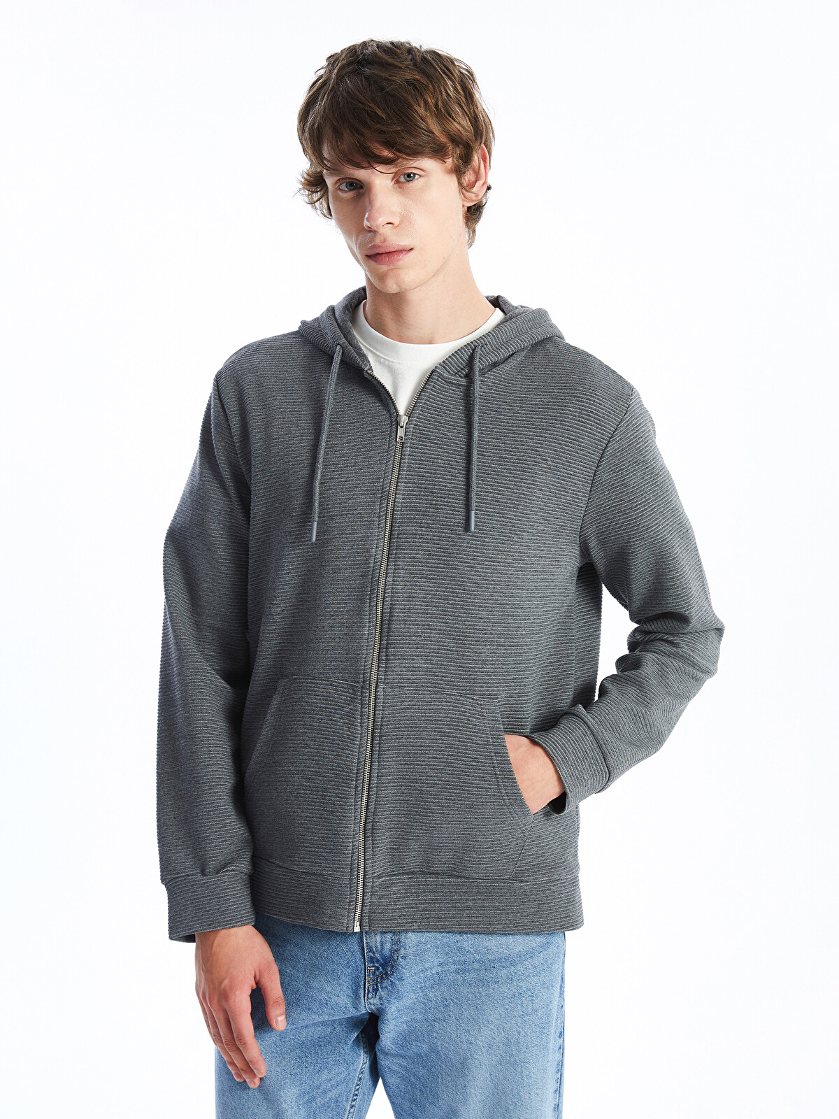 LCWAIKIKI Classic Hooded Long Sleeve Men's Zip-up Sweatshirt