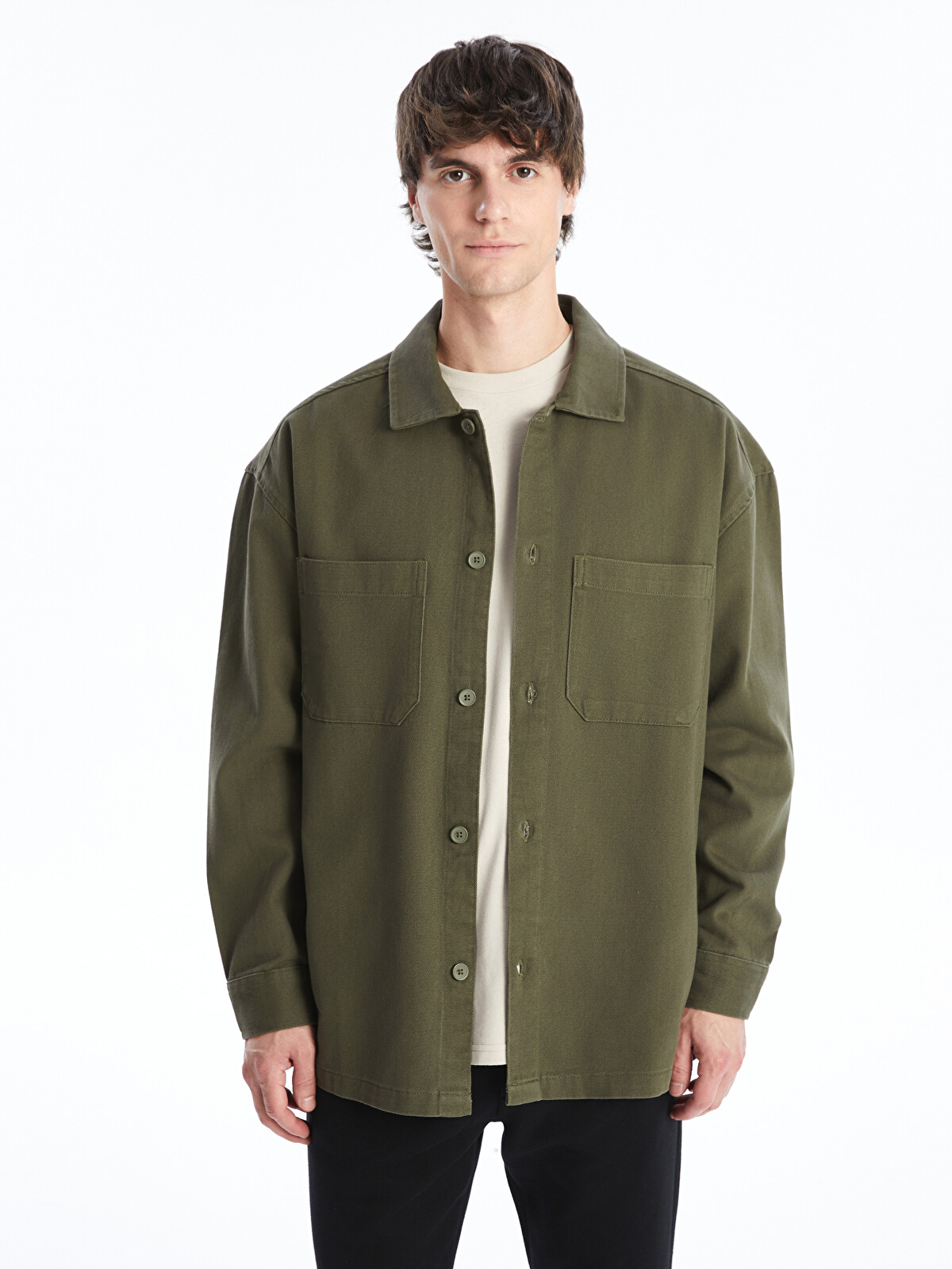 XSIDE Relaxed Fit Long Sleeve Twill Men's Shirt Jacket - W42244Z8