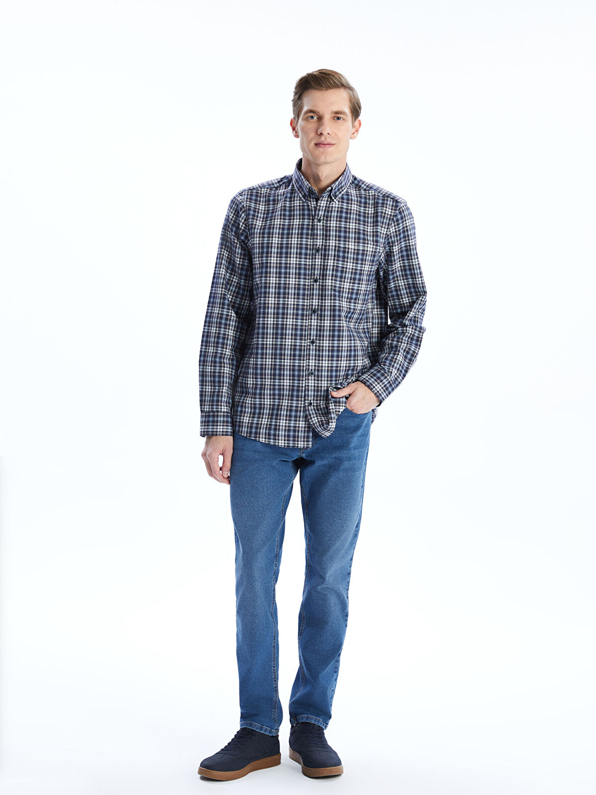 LCWAIKIKI Classic Regular Fit Long Sleeve Plaid Men's Shirt