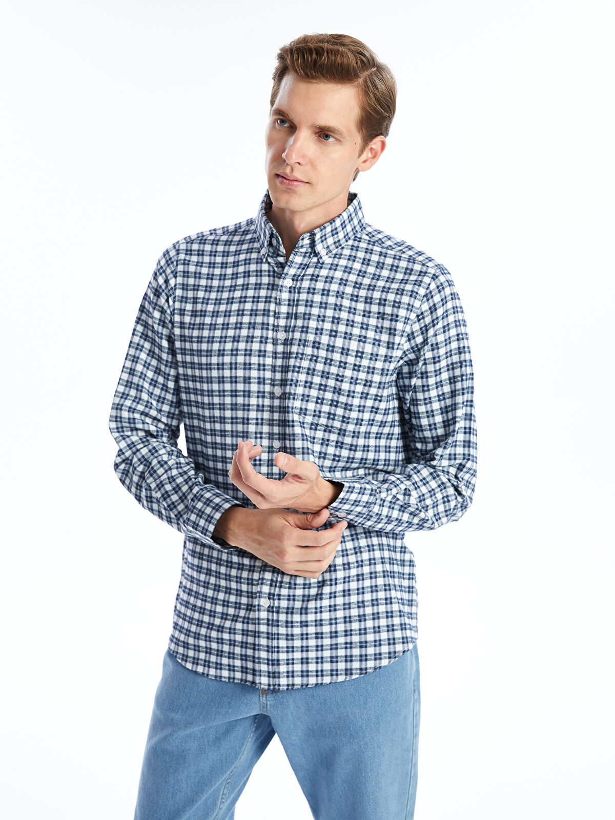 LCWAIKIKI Classic Regular Fit Long Sleeve Plaid Men's Shirt