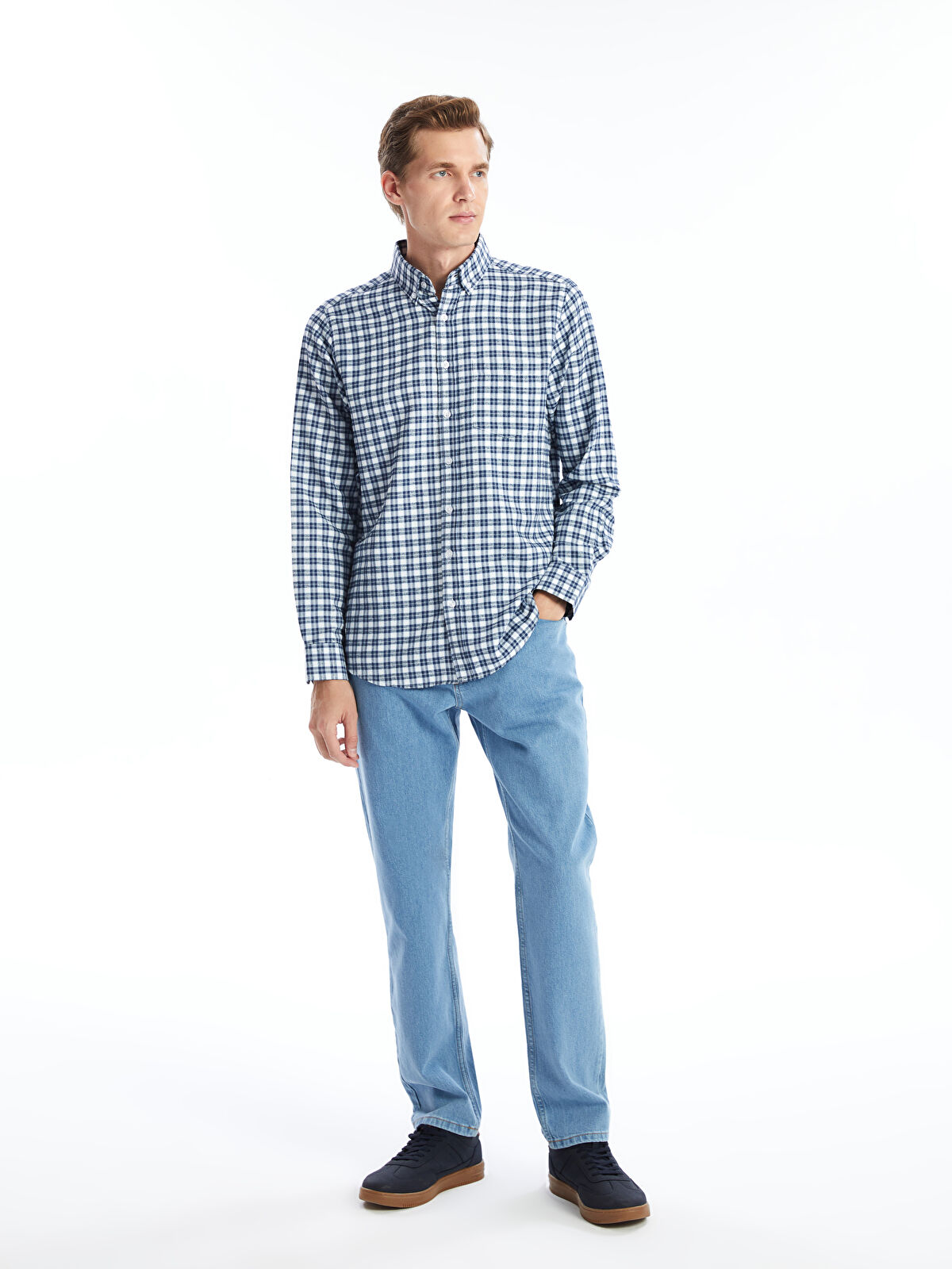 LCWAIKIKI Classic Regular Fit Long Sleeve Plaid Men's Shirt