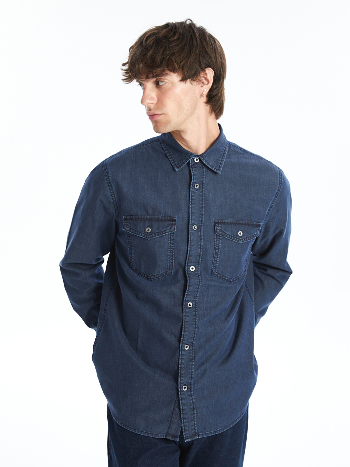 LCW Jeans Regular Fit Long Sleeve Men's Denim Shirt - W42792Z8-309