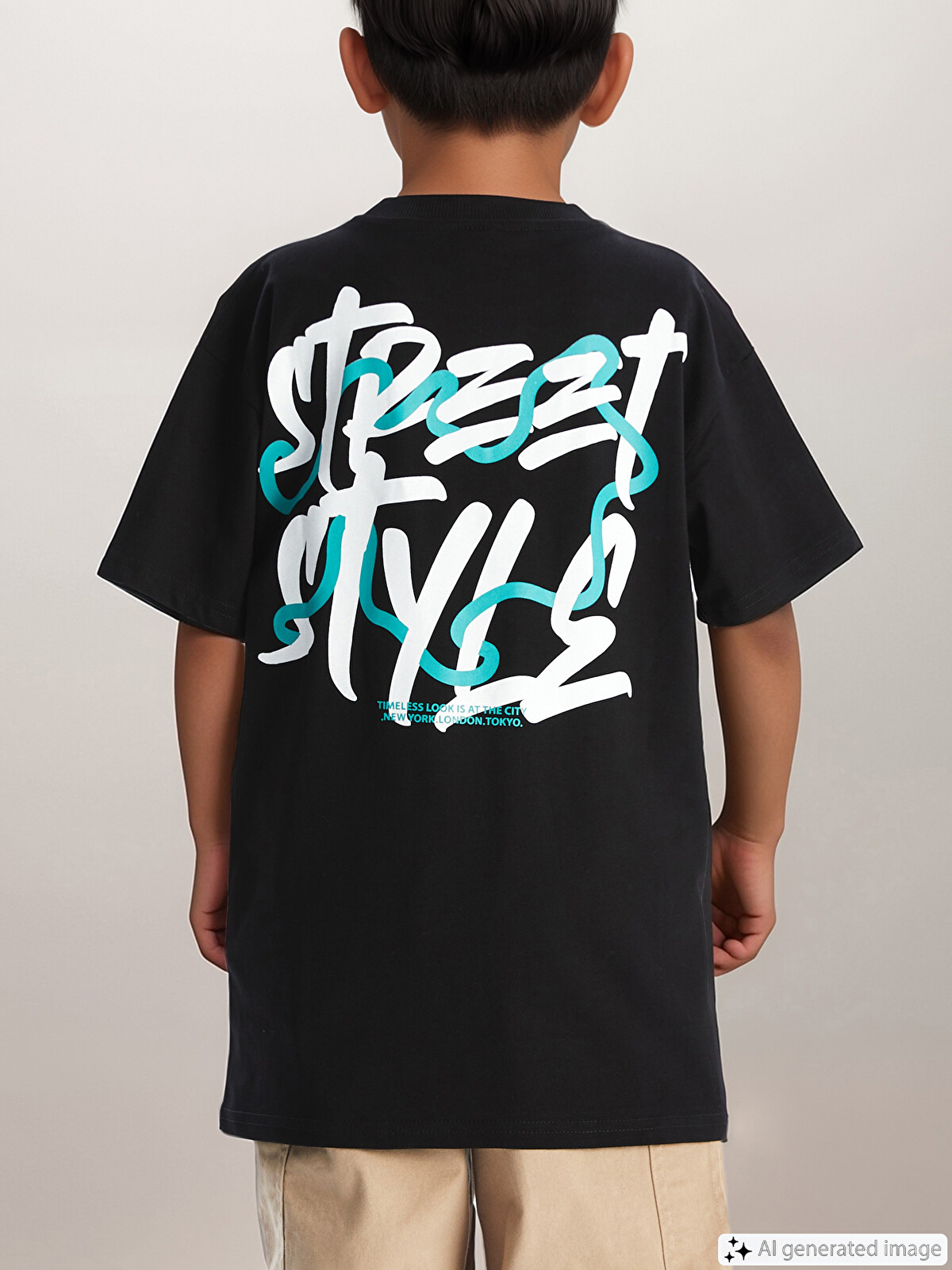 LCW Kids Oversize Crew Neck Boys' T-shirt - W42938Z4-CVL | LC Waikiki