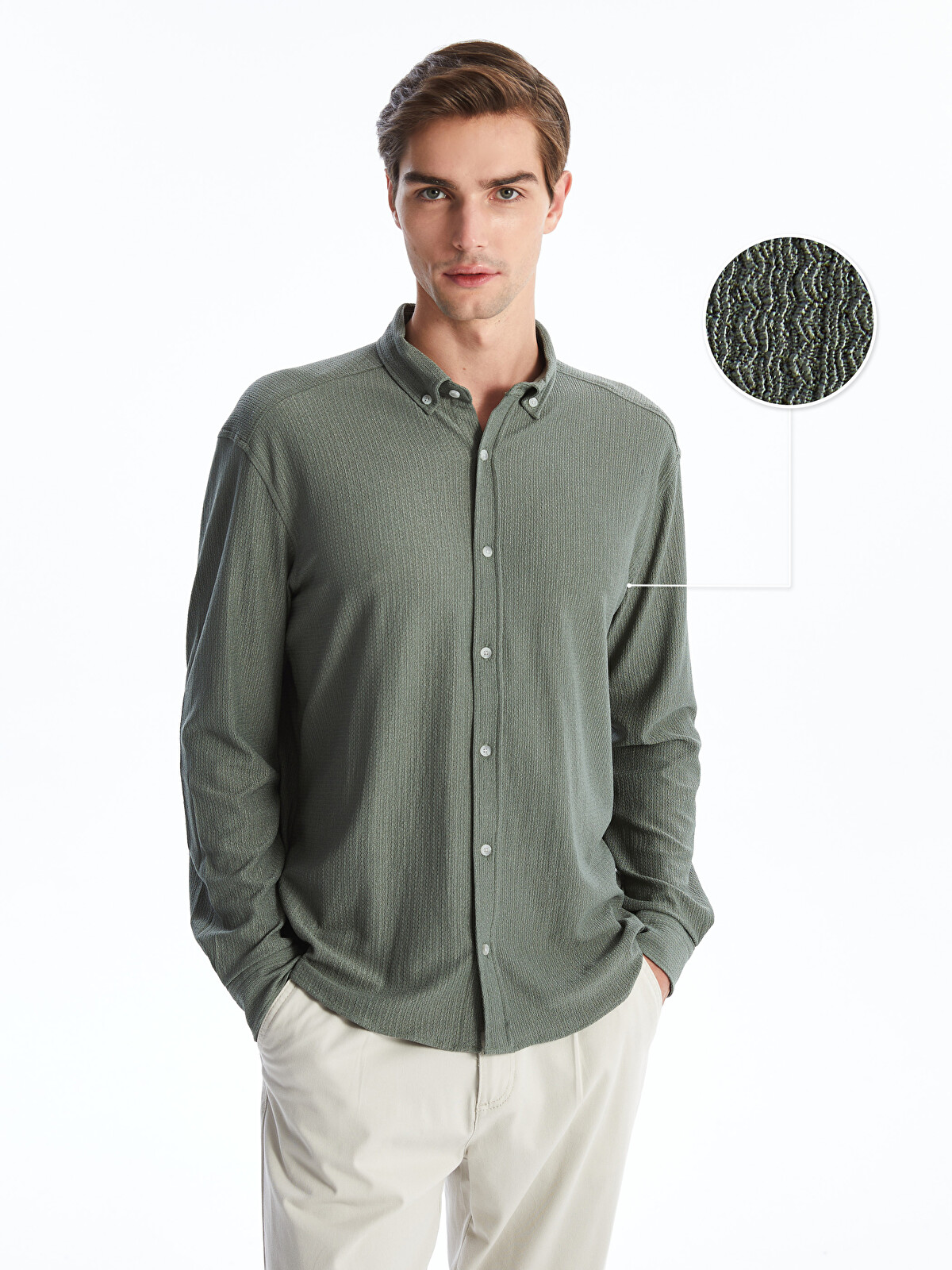 LCW Vision Regular Fit Long Sleeve Men's Textured Shirt - W43367Z8