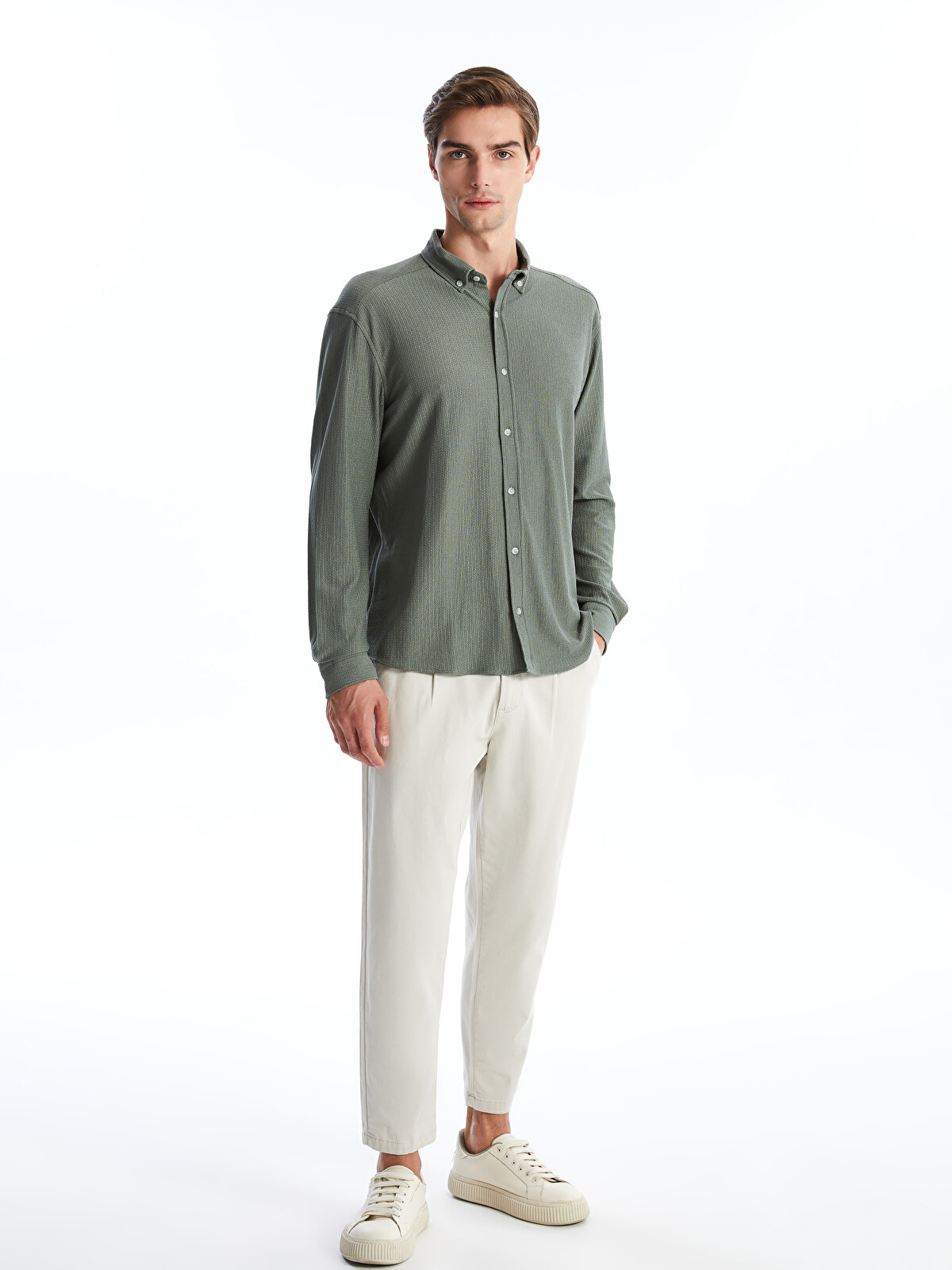 LCW Vision Regular Fit Long Sleeve Men's Textured Shirt - W43367Z8