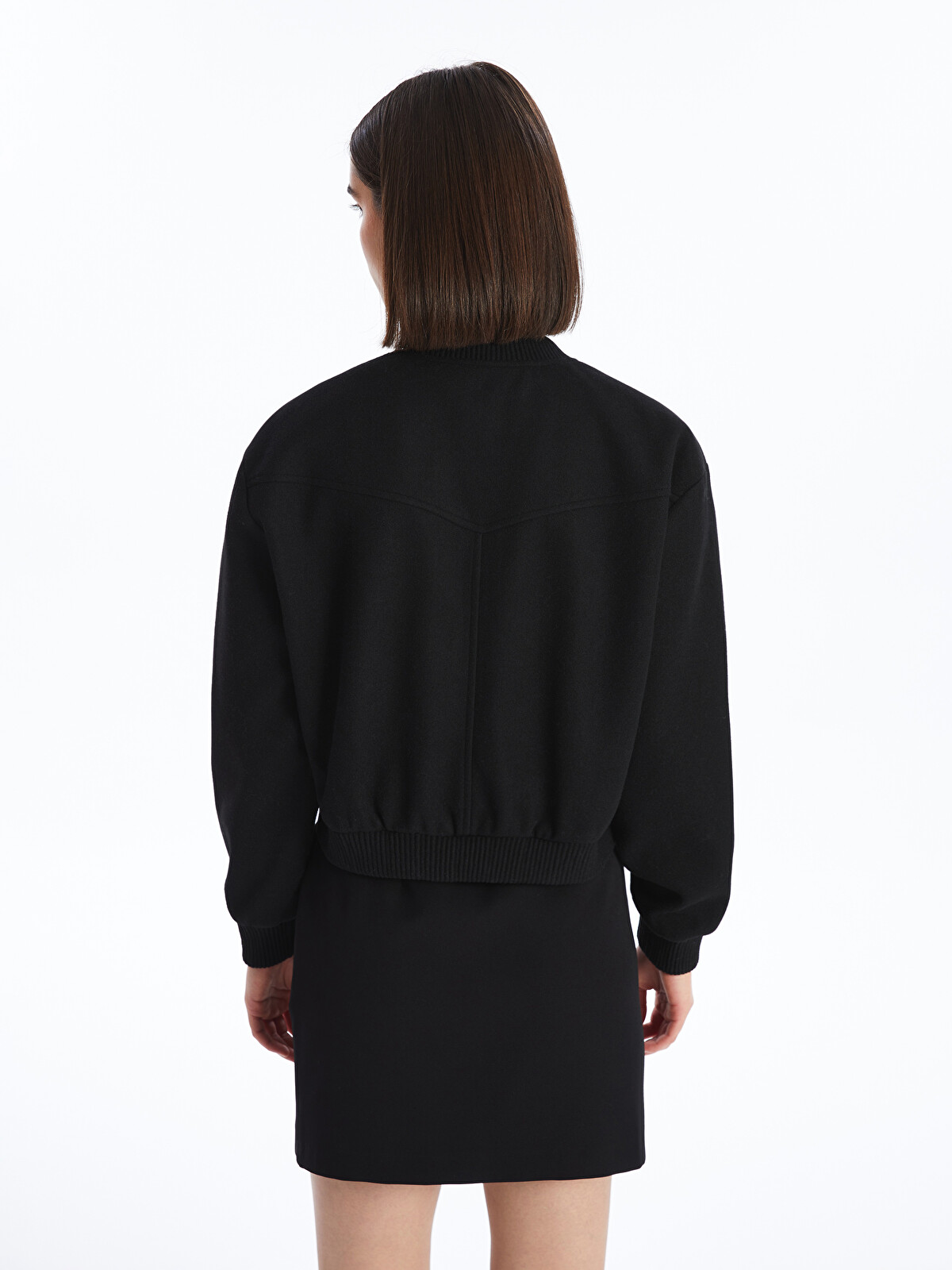 XSIDE Women's College Collar Plain Bomber Coat - W43416Z8-CVL - LC