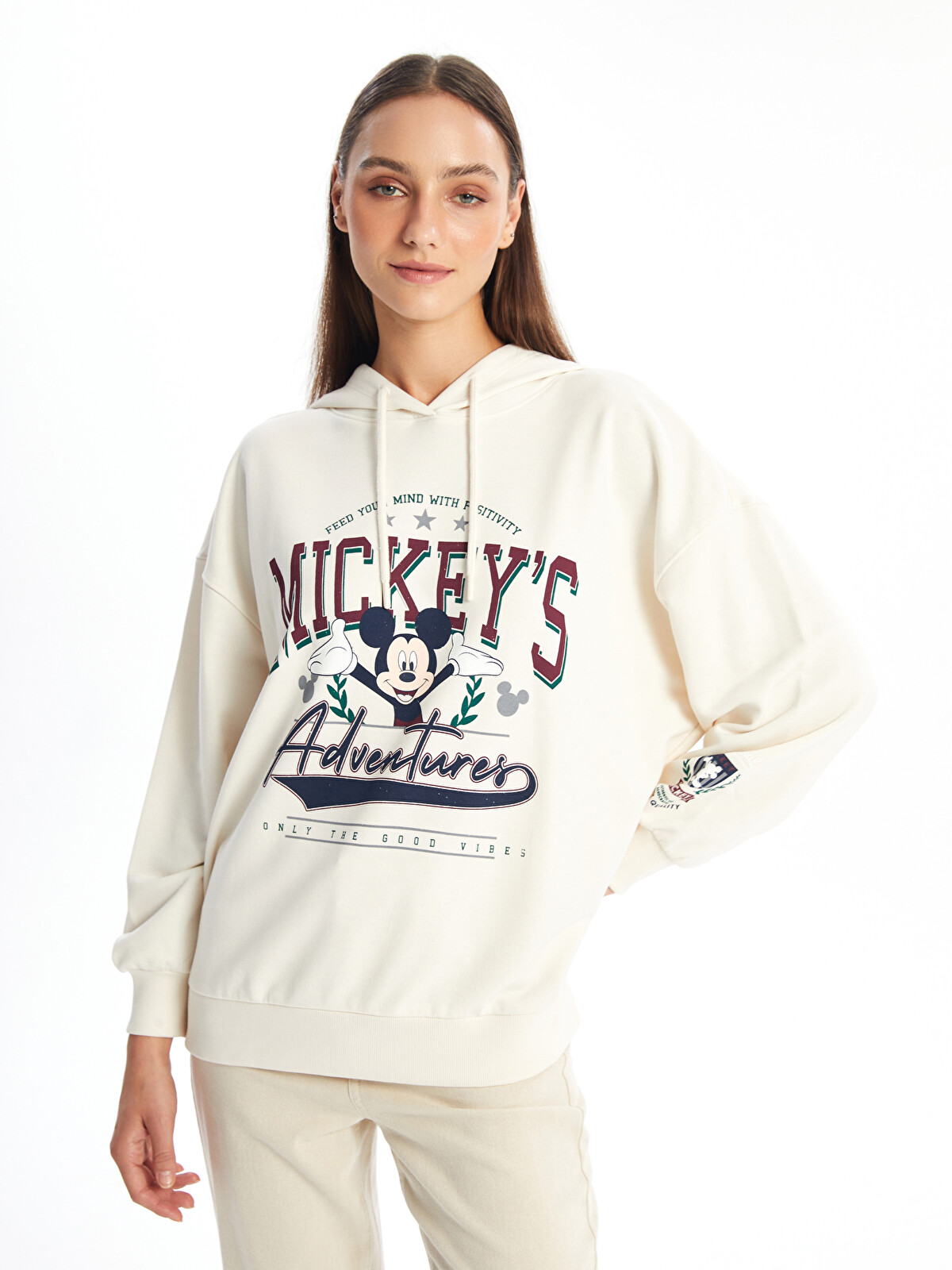 LCW Vision Mickey Mouse Printed Oversize Women's Hoodie - W45710Z8