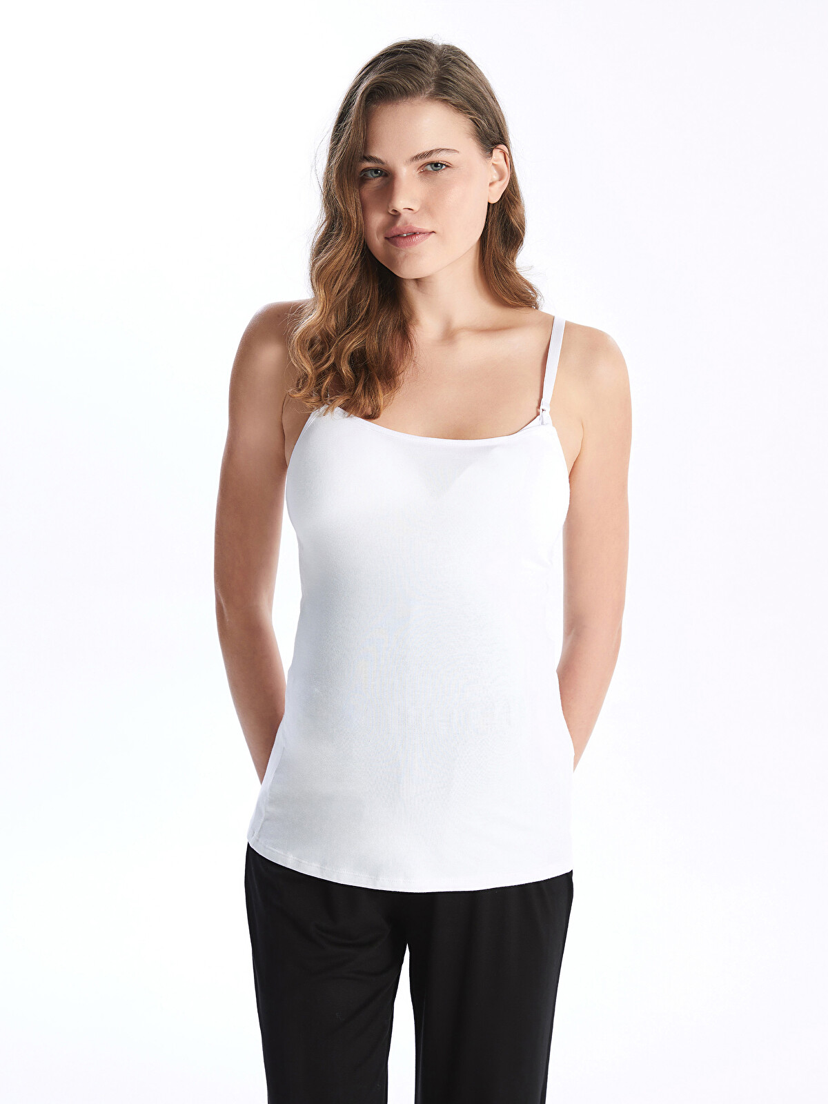 LCW DREAM U-Neck Plain Strappy Maternity Nursing Tank Top