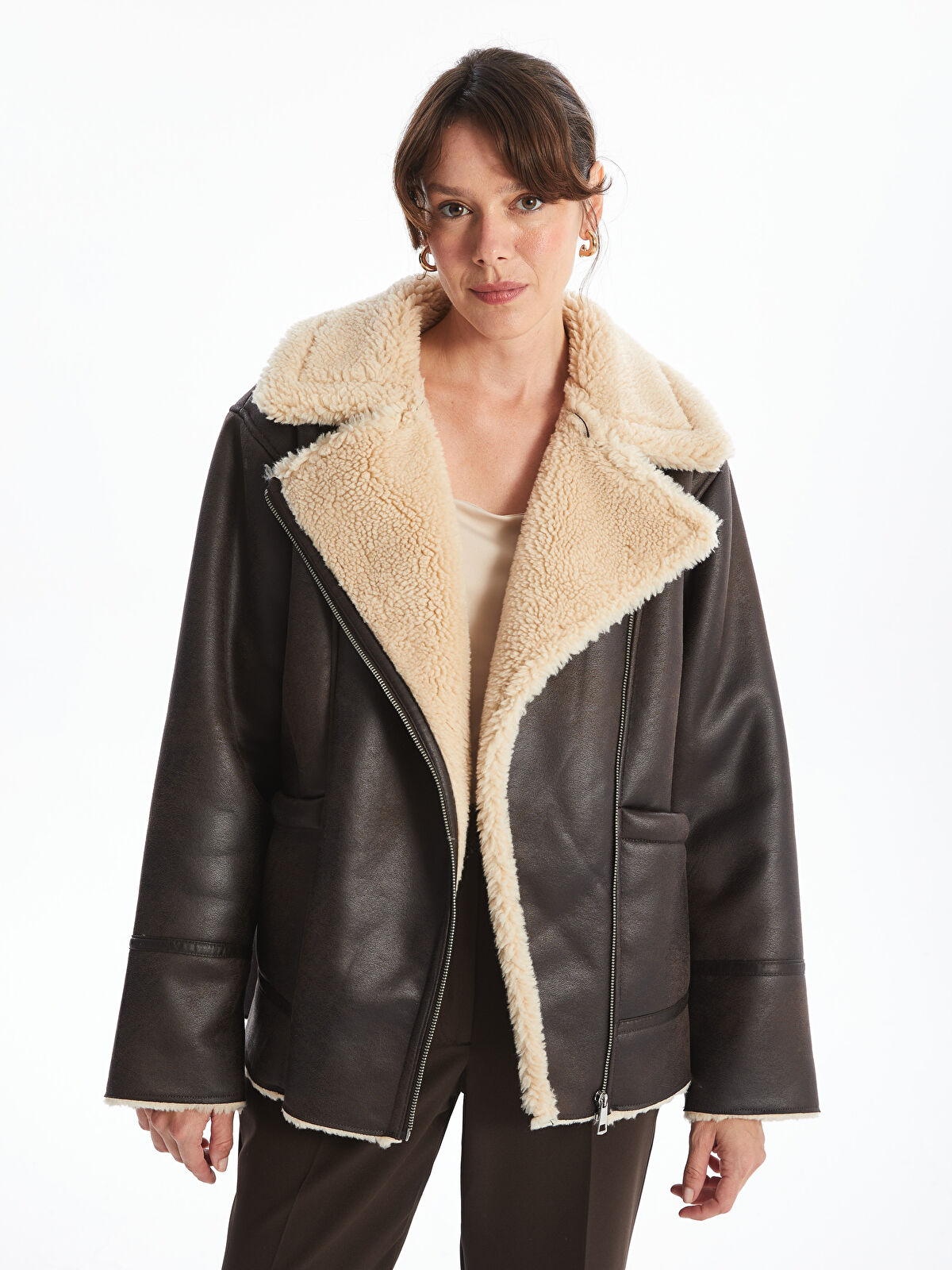 LCWAIKIKI Classic Biker Neck Women's Faux Leather Jacket