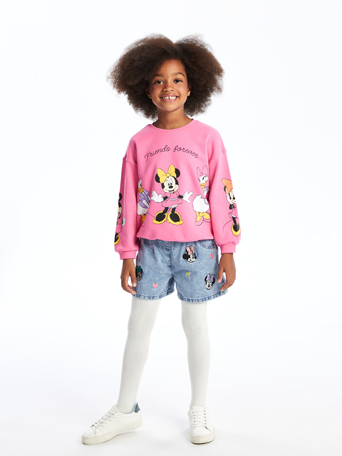 LCW Kids Crew Neck Minnie Mouse Printed Girls' Sweatshirt