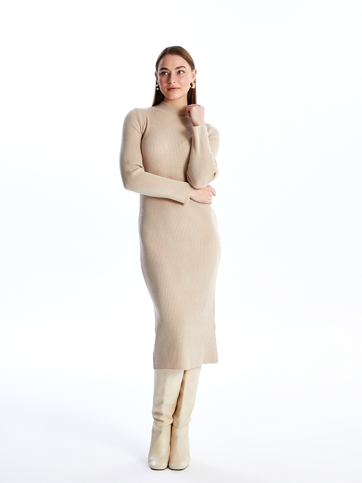 LCWAIKIKI Classic Half Turtleneck Women's Knitwear Dress