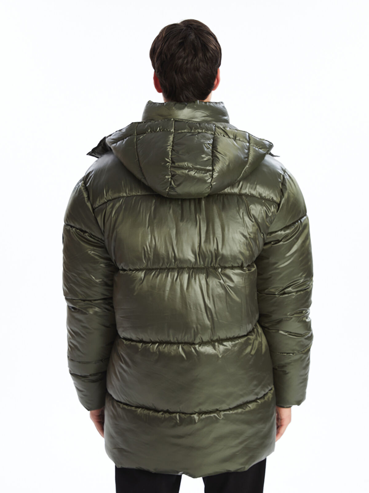 XSIDE Yeşil Rahat Kalıp Kapüşonlu Erkek Şişme Mont - W4BD63Z8-KDX