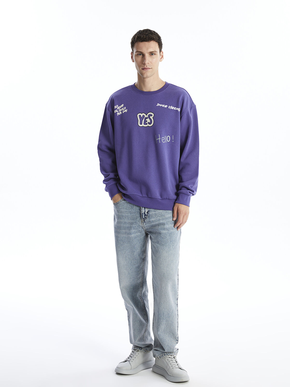 ゆー XSIDE Crew Neck Printed Men's Thick Sweatshirt -W4BE08Z8-YDH