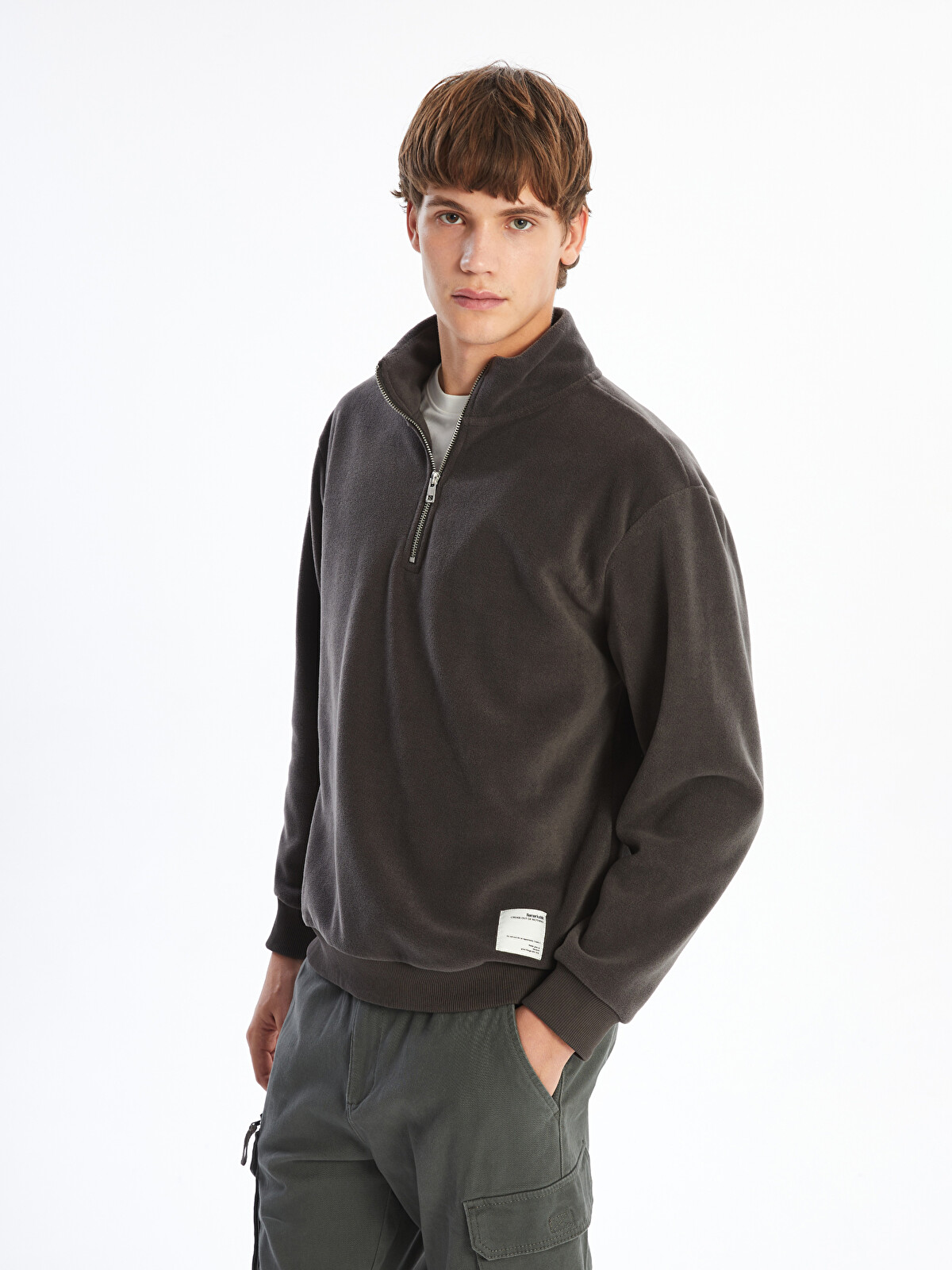 XSIDE Dik Yaka Uzun Kollu Polar Erkek Kalın Sweatshirt - W4BE41Z8