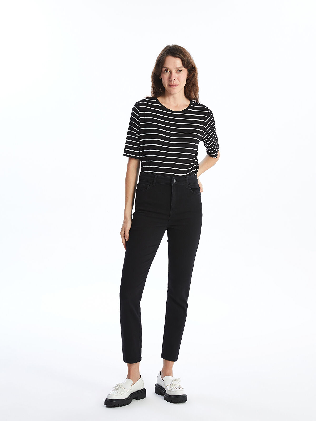 HIjIRI8ママ♡ LCWAIKIKI Classic Slim Fit Women's Inner Brushed Jeans