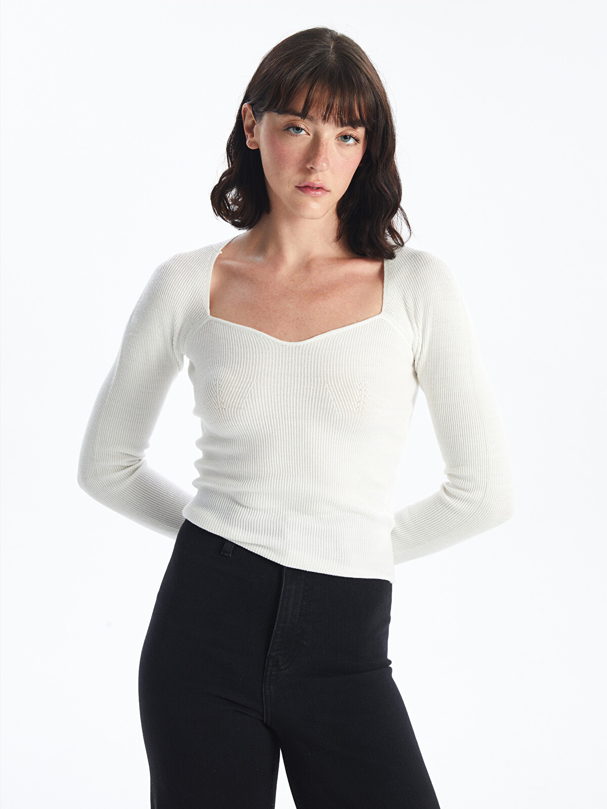 LCW Vision Sweetheart Neck Women's Knitwear Sweater - W4BR42Z8-R9J