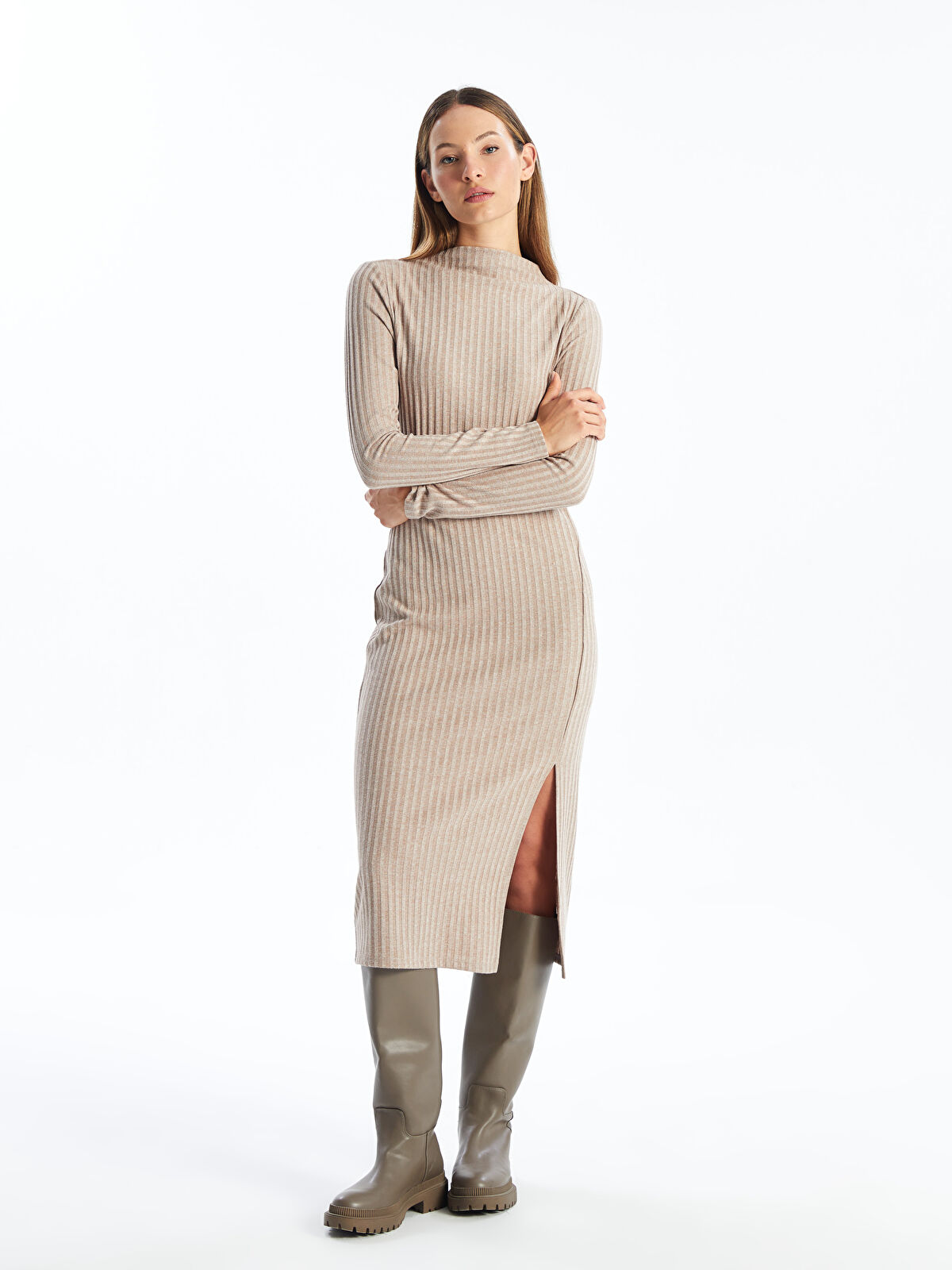 LCW Vision Funnel Neck Women's Bodycon Dress -W4BT31Z8-L9Y