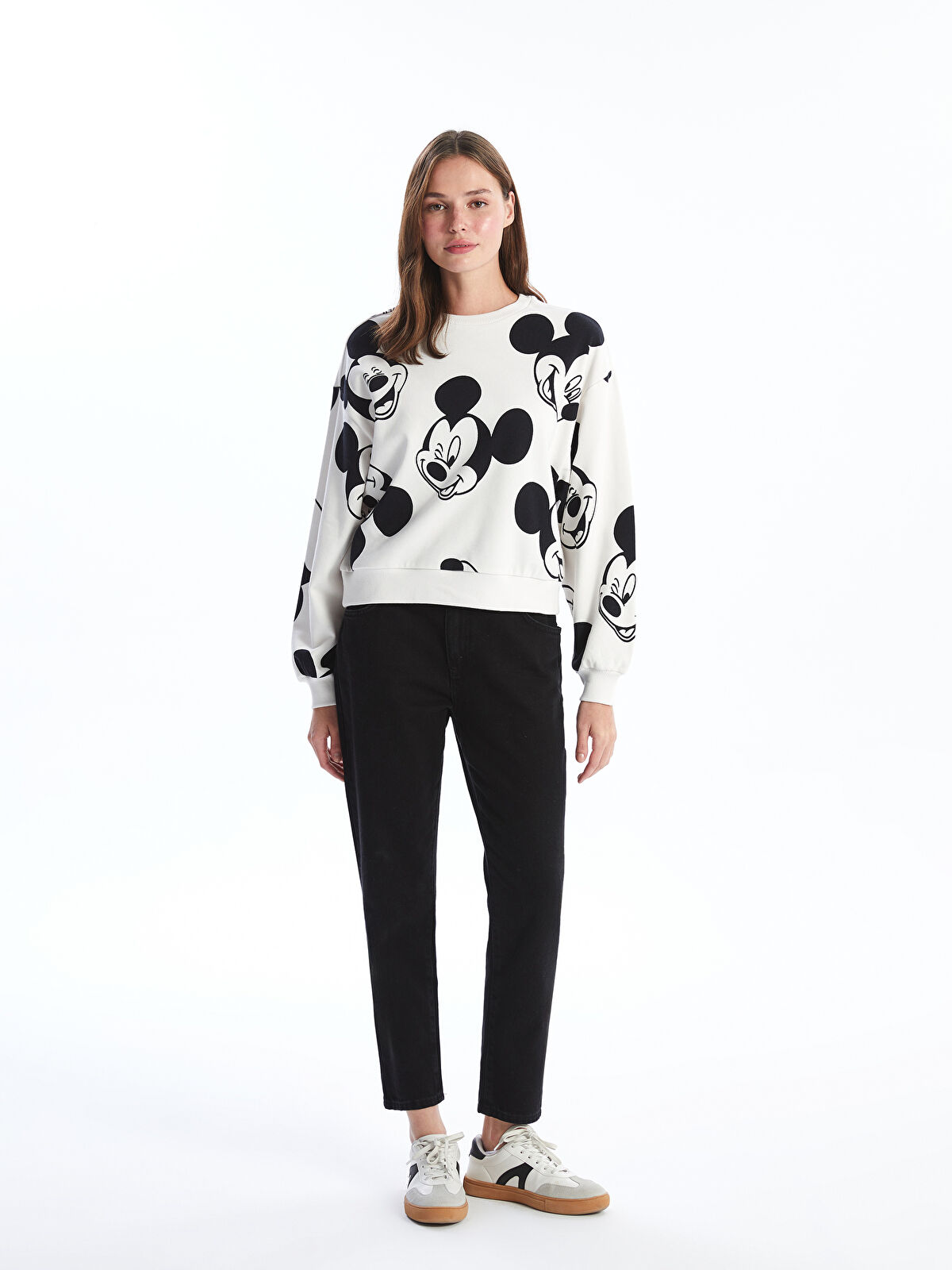 XSIDE Crew Neck Mickey Mouse Printed Women's Thick Sweatshirt