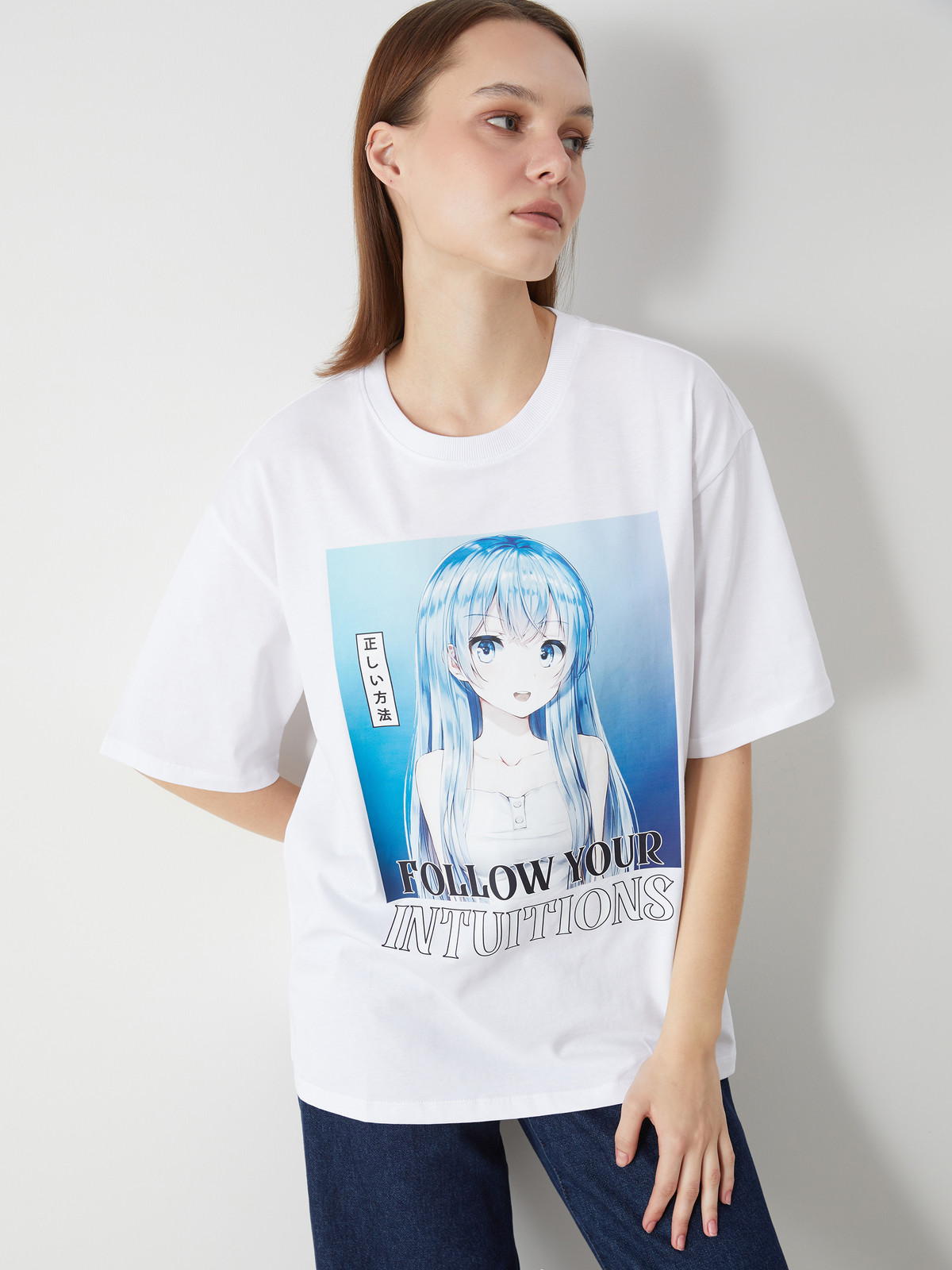 LCW Vision Crew Neck Anime Printed Oversize Women's T-shirt