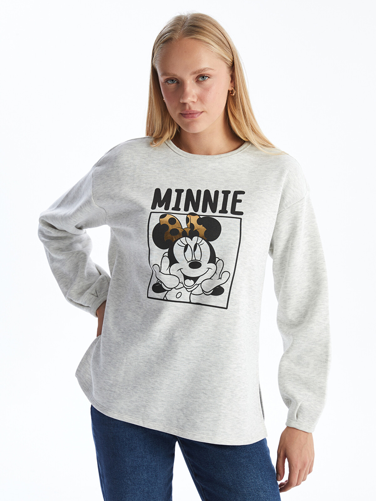 LCW Comfort Crew Neck Minnie Mouse Printed Women's Thick