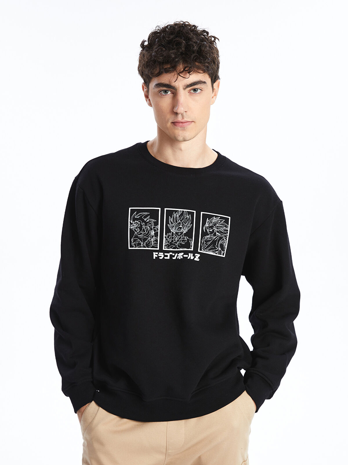 XSIDE Crew Neck Long Sleeve Dragon Ball Printed Men's Thick