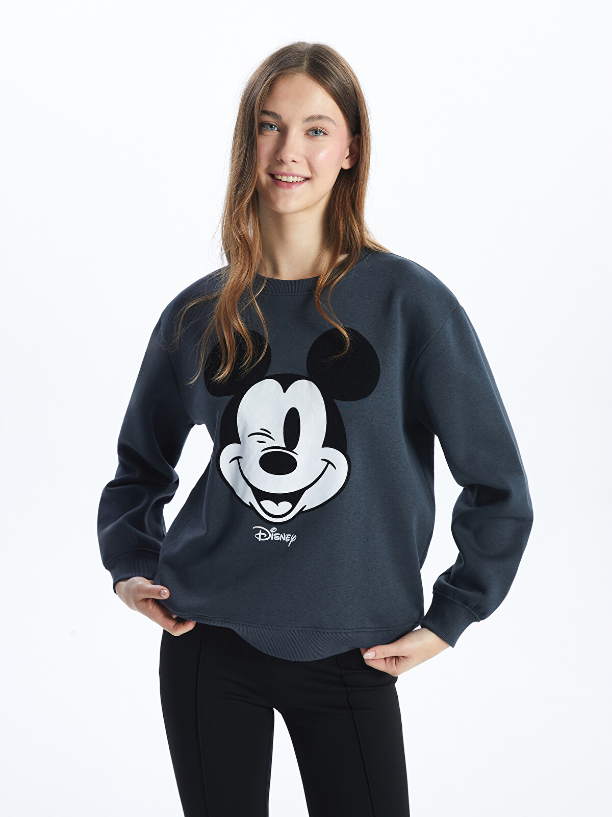 XSIDE Crew Neck Mickey Mouse Printed Women's Thick Sweatshirt