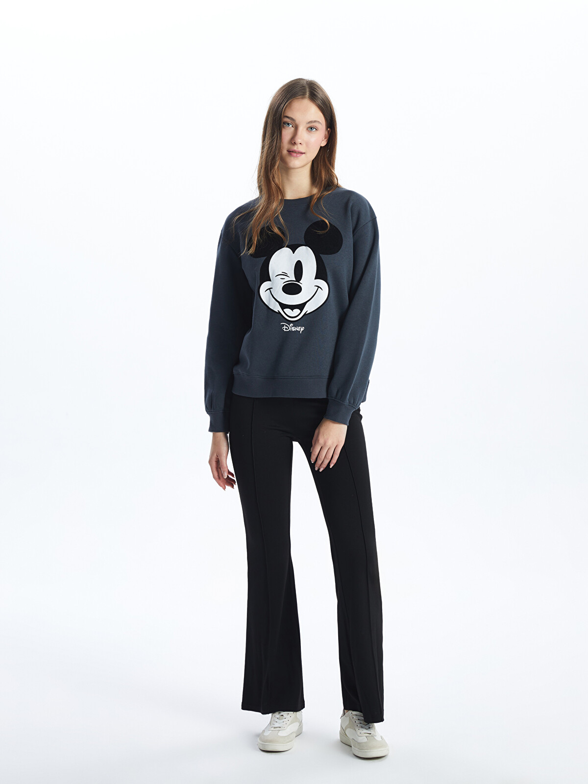 XSIDE Bisiklet Yaka Mickey Mouse Baskılı Kadın Kalın Sweatshirt