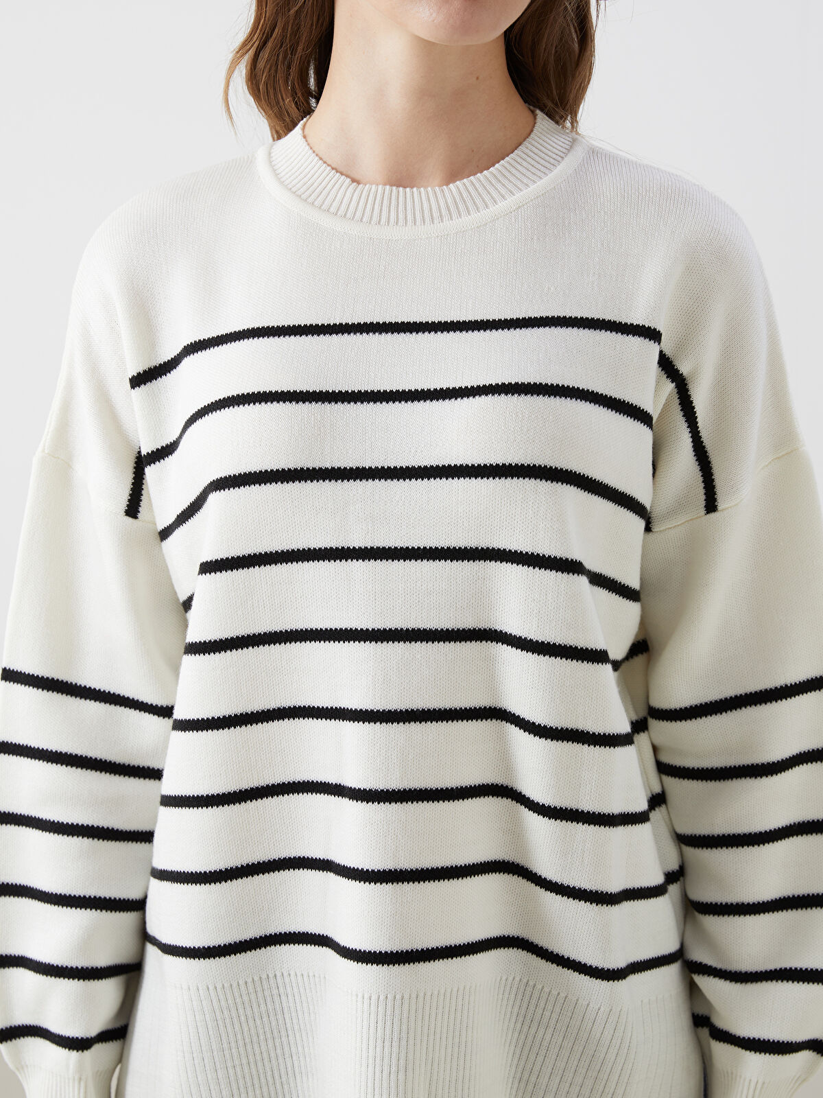 LCW Vision Crew Neck Striped Oversize Women's Knitwear Sweater
