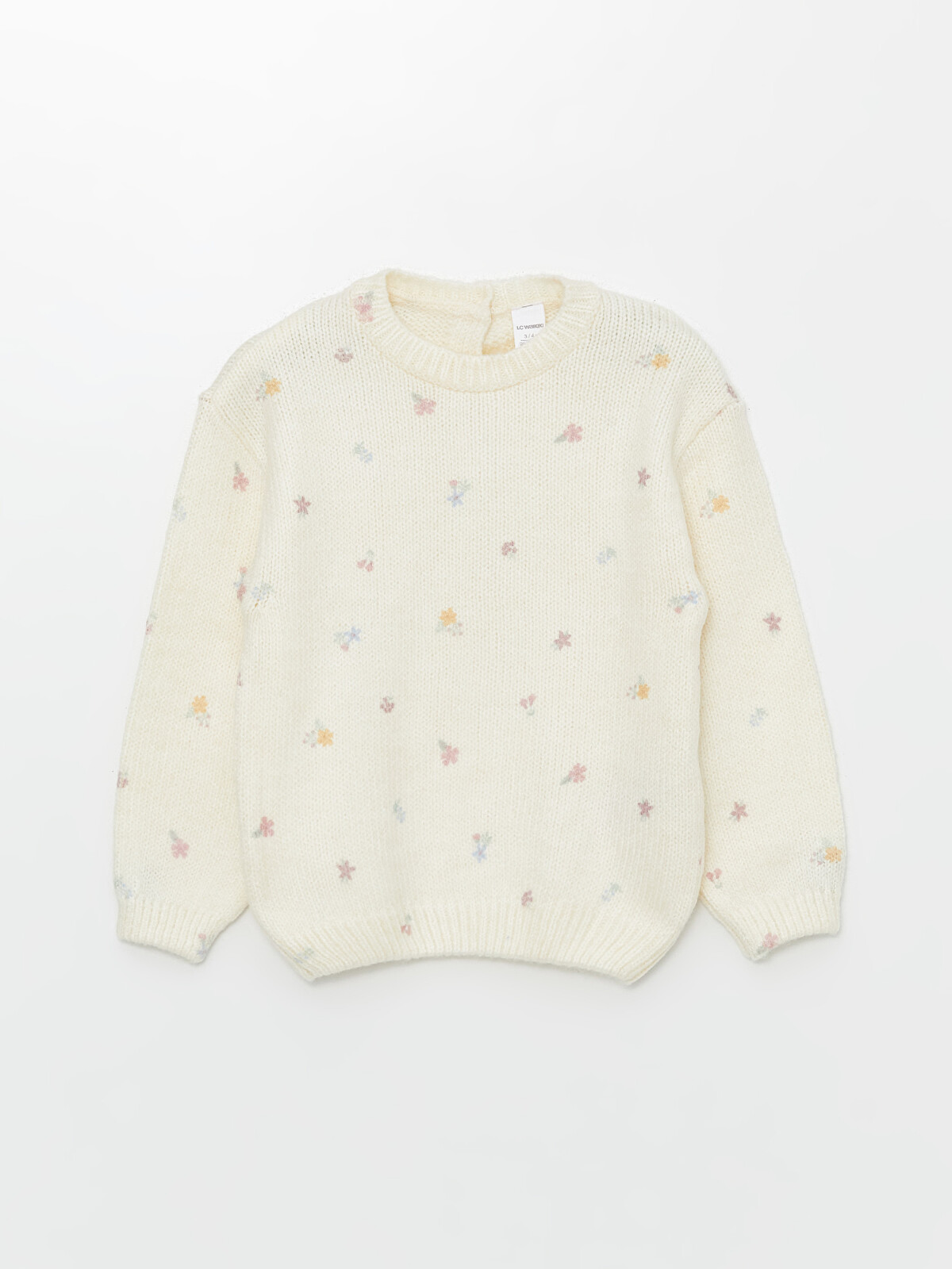 LCW Kids Bisiklet Yaka Çiçekli Kız Çocuk Kazak - W4G325Z1-LRA | LC