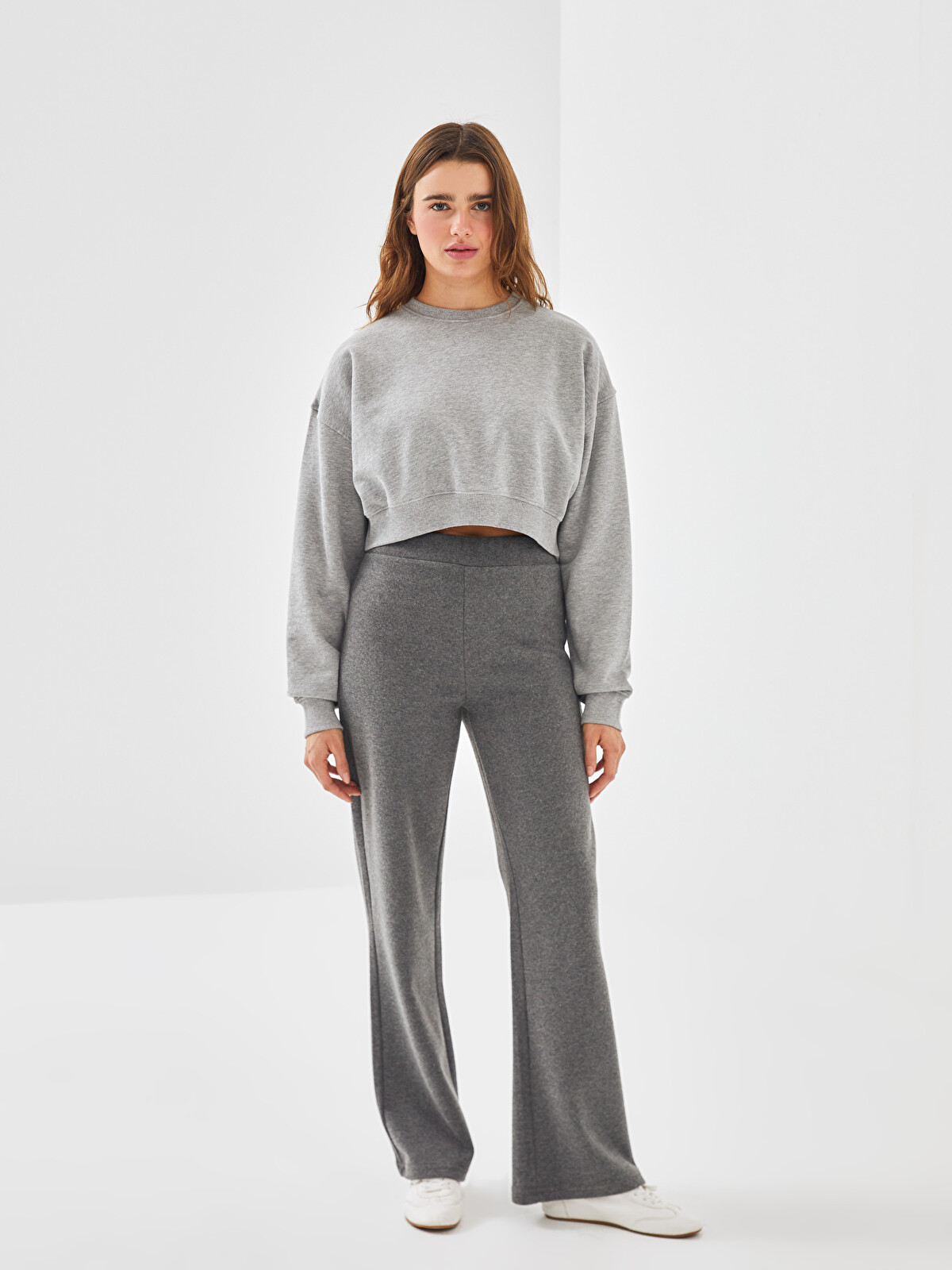 LCW Vision Bisiklet Yaka Crop Kadın Sweatshirt - W4G690Z8-LAL | LC