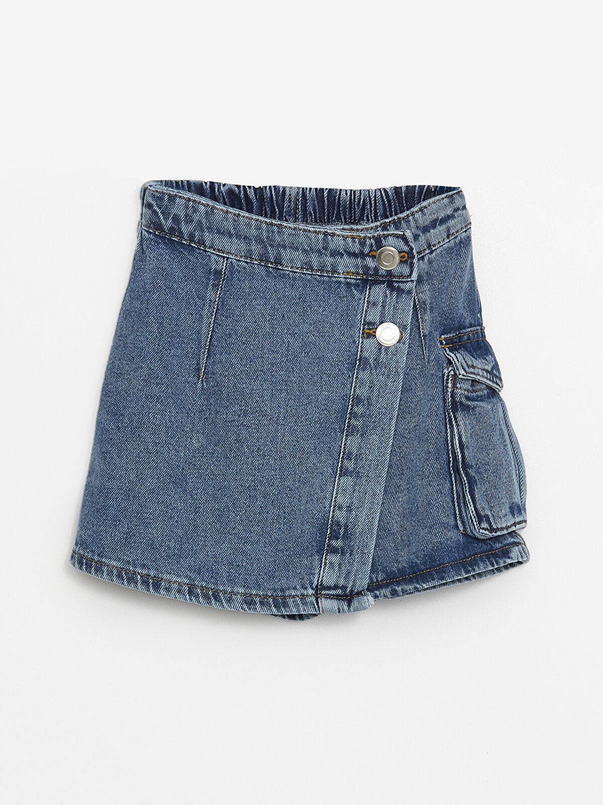 LCW ECO Mavi Beli Lastikli Kız Çocuk Jean Şort Etek - W4GP40Z4-SHK