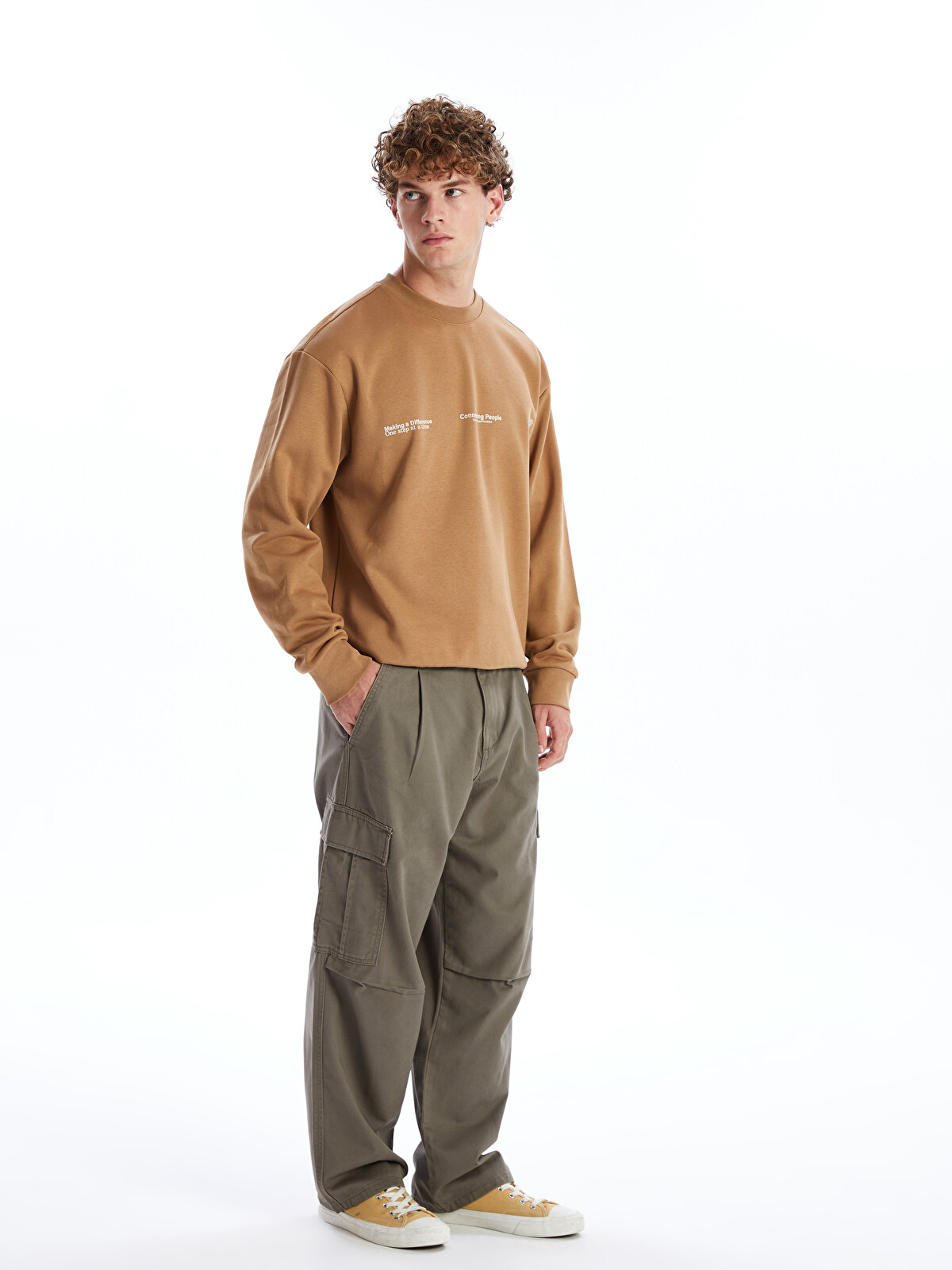 XSIDE Rahat Kalıp Gabardin Erkek Kargo Pantolon - W4GR28Z8-YCT