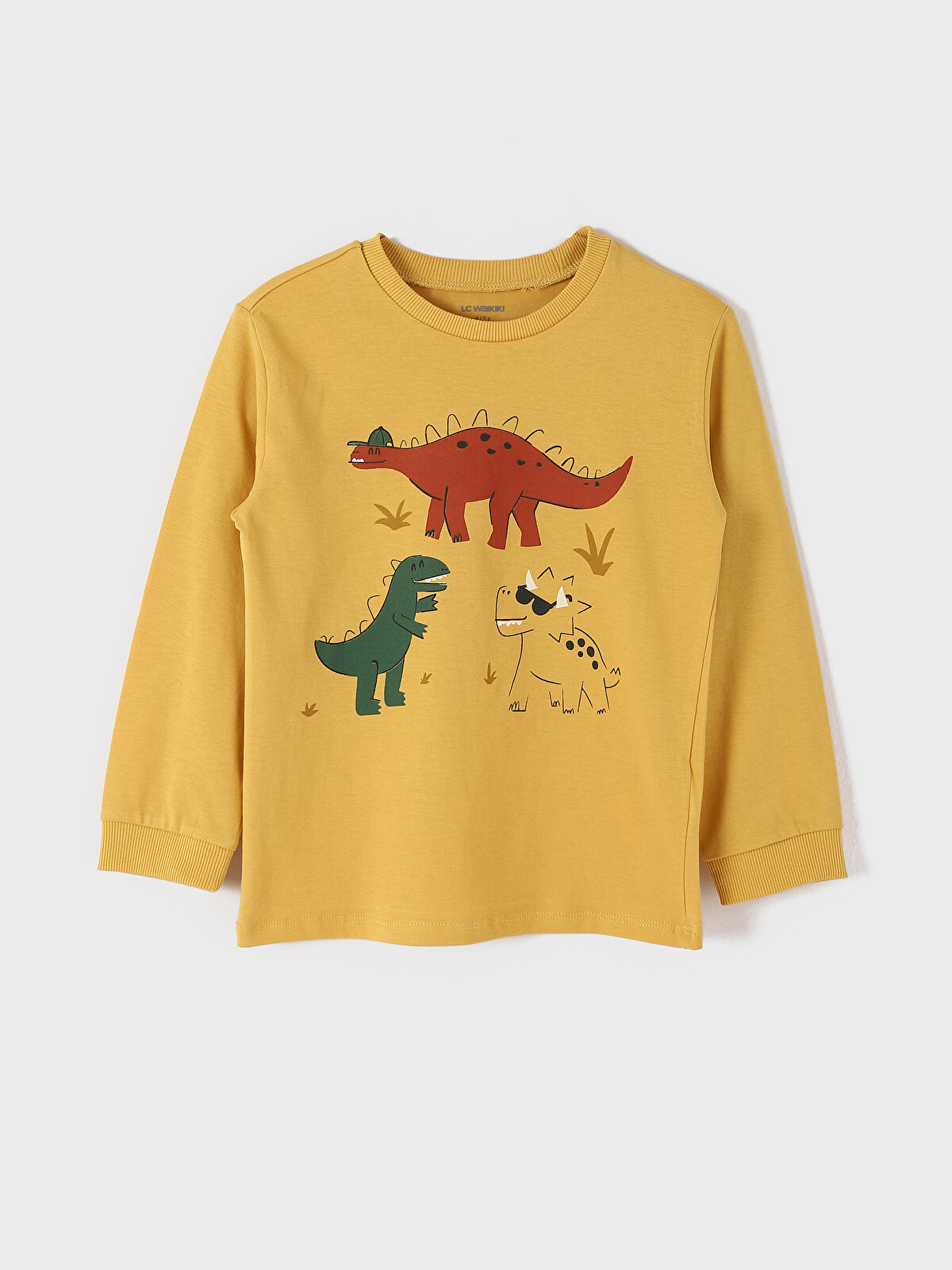 いが LCW Kids Bisiklet Yaka Dinozor Baskılı Erkek Bebek Tişört