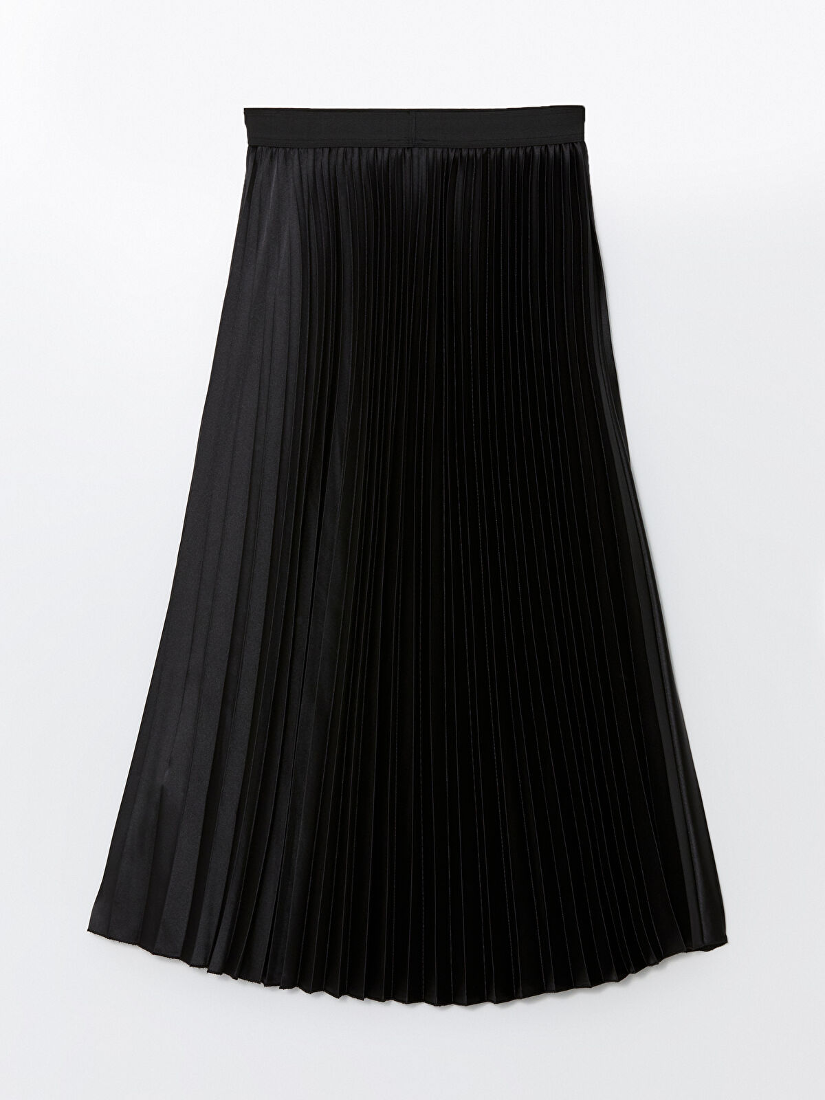 LCW Modest Siyah Beli Lastikli Saten Kadın Pileli Etek - W4H856Z8