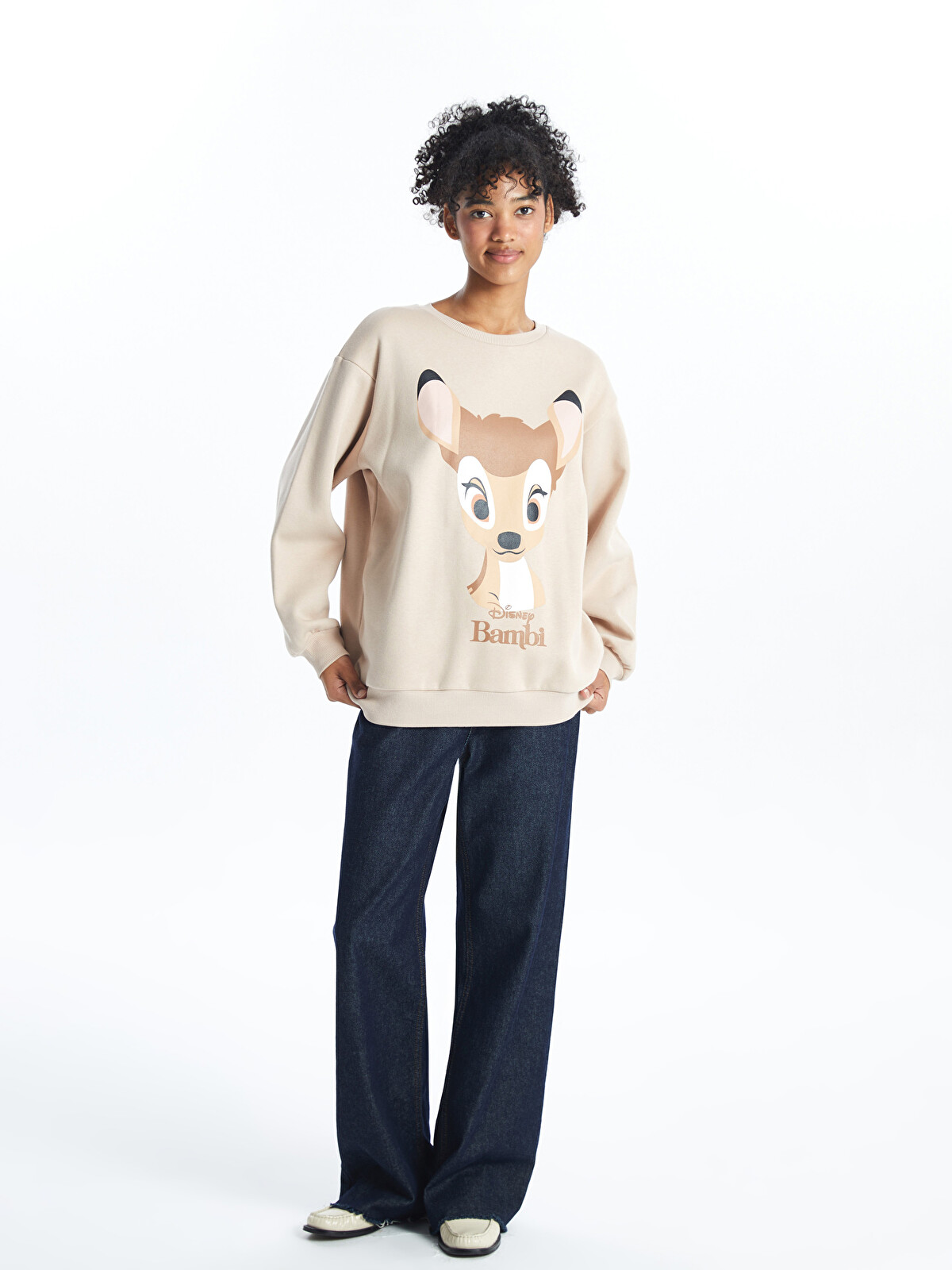 XSIDE Crew Neck Bambi Printed Oversize Women's Thick Sweatshirt