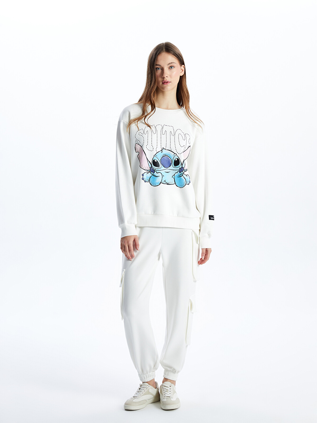 XSIDE Crew Neck Stitch Printed Oversize Women's Thick Sweatshirt