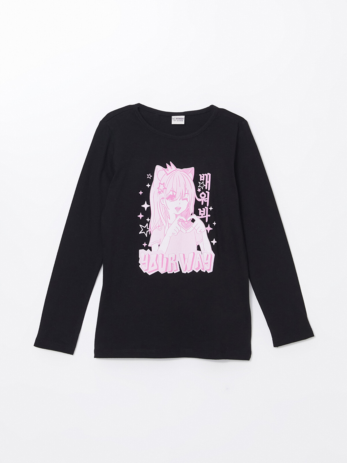 LCW Kids Crew Neck Long Sleeve Printed Girls' T-shirt - W4HT54Z4