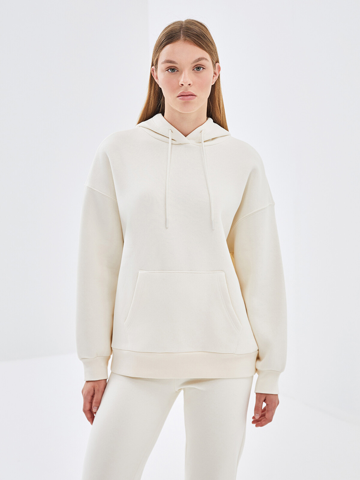LCW Vision Oversize Women's Thick Hoodie - W4IP69Z8-FDJ | LC Waikiki