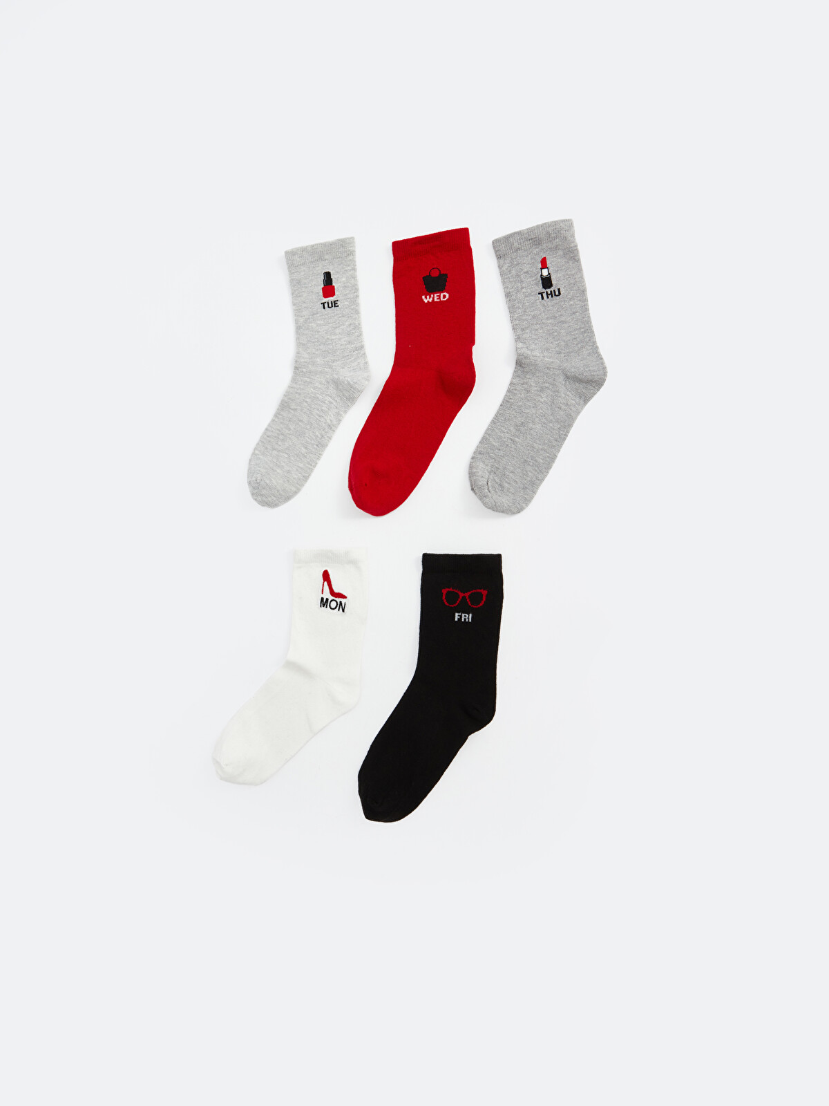 LCW DREAM Printed Women's Ankle Socks 5 Pack - W4IS91Z8-FDU | LC