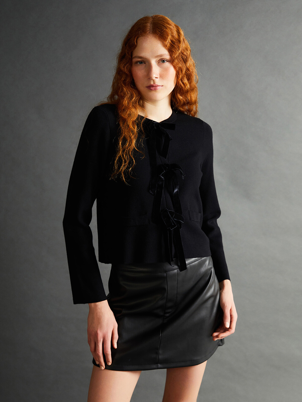 LCW Vision Bow Detailed Women's Knitwear Cardigan - W4JU03Z8-CVL