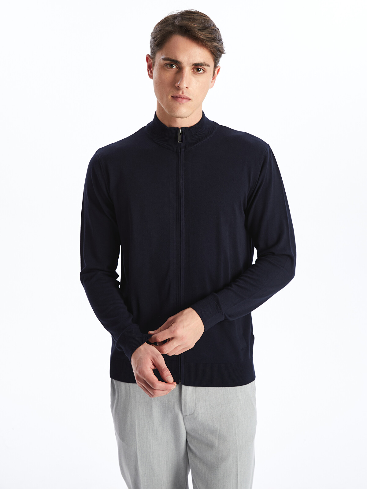 SOUTHBLUE Regular Fit Funnel Neck Men's Knit Cardigan - W4KO87Z8