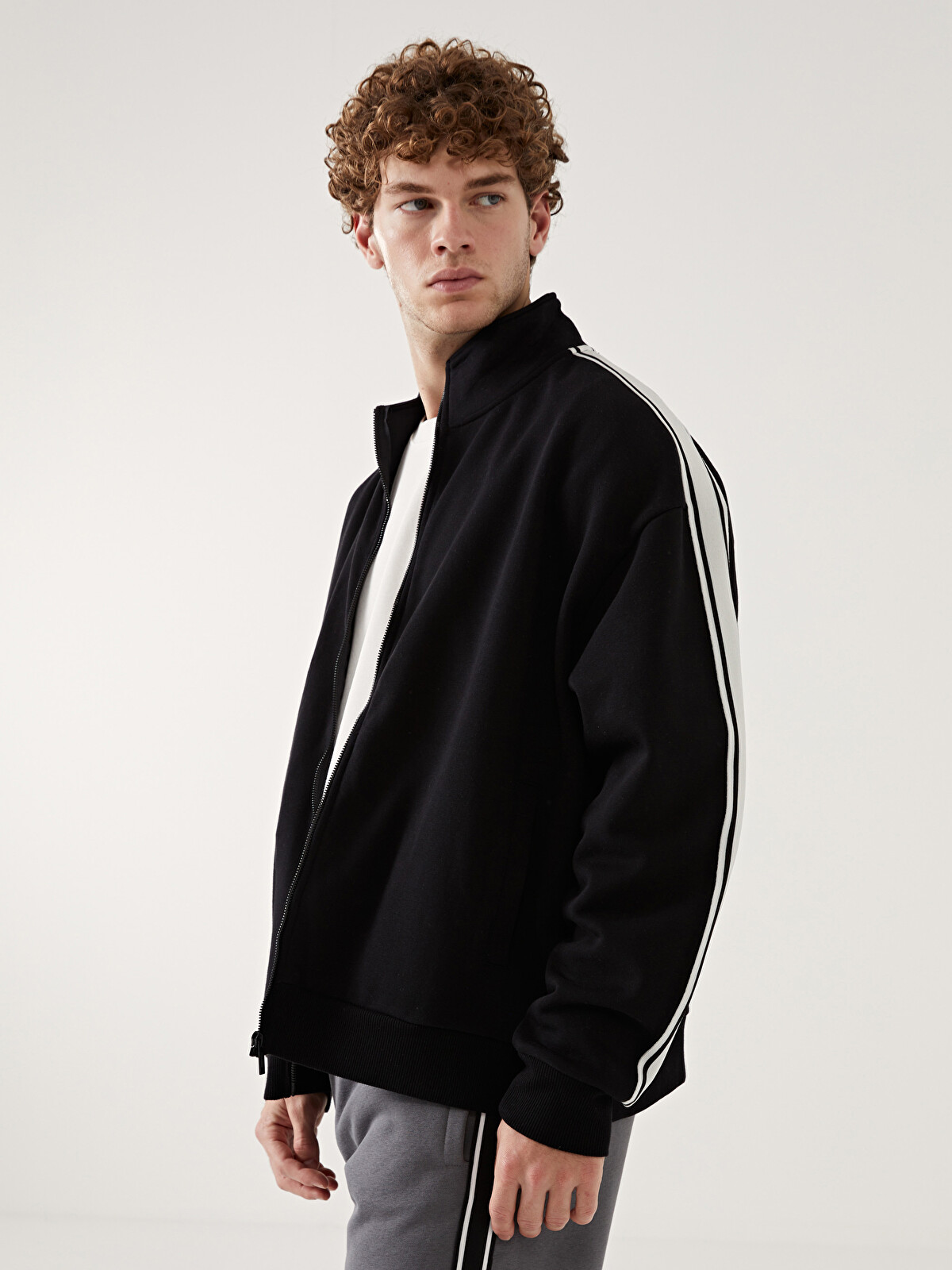 XSIDE Dik Yaka Uzun Kollu Erkek Fermuarlı Sweatshirt - W4L007Z8