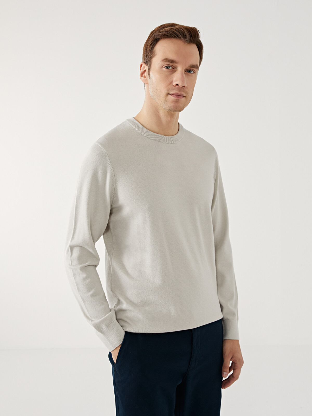 LCWAIKIKI Classic Crew Neck Long Sleeve Men's Tricot Sweater